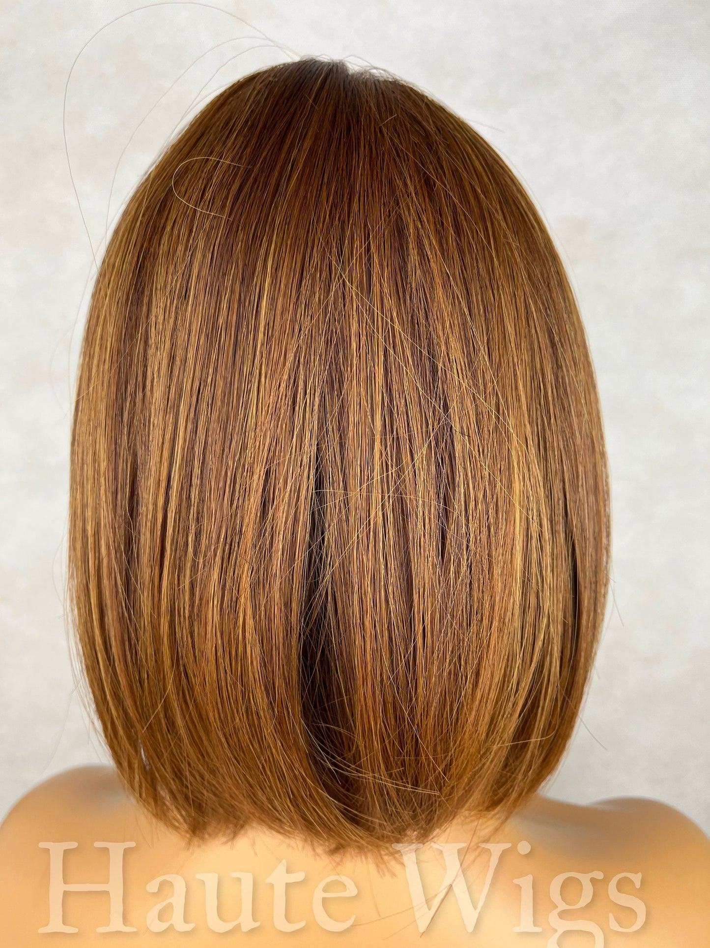 90s Bob Wig: Brown Brunette Wig with Bangs & Caramel Highlights