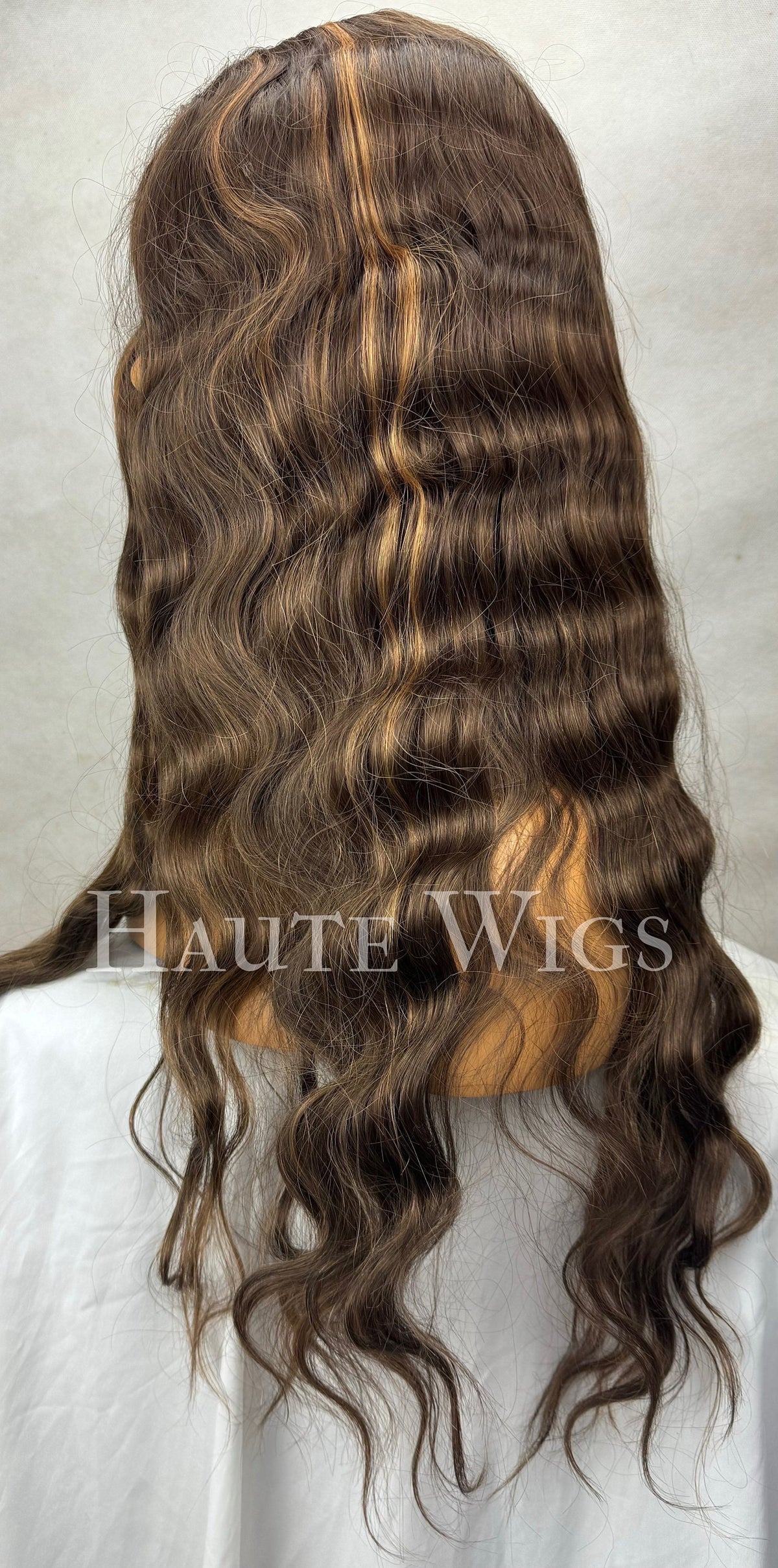 24 Inch Dark Brown Balayage Wig: Golden Blonde Highlights, Curly Wavy Lace Front