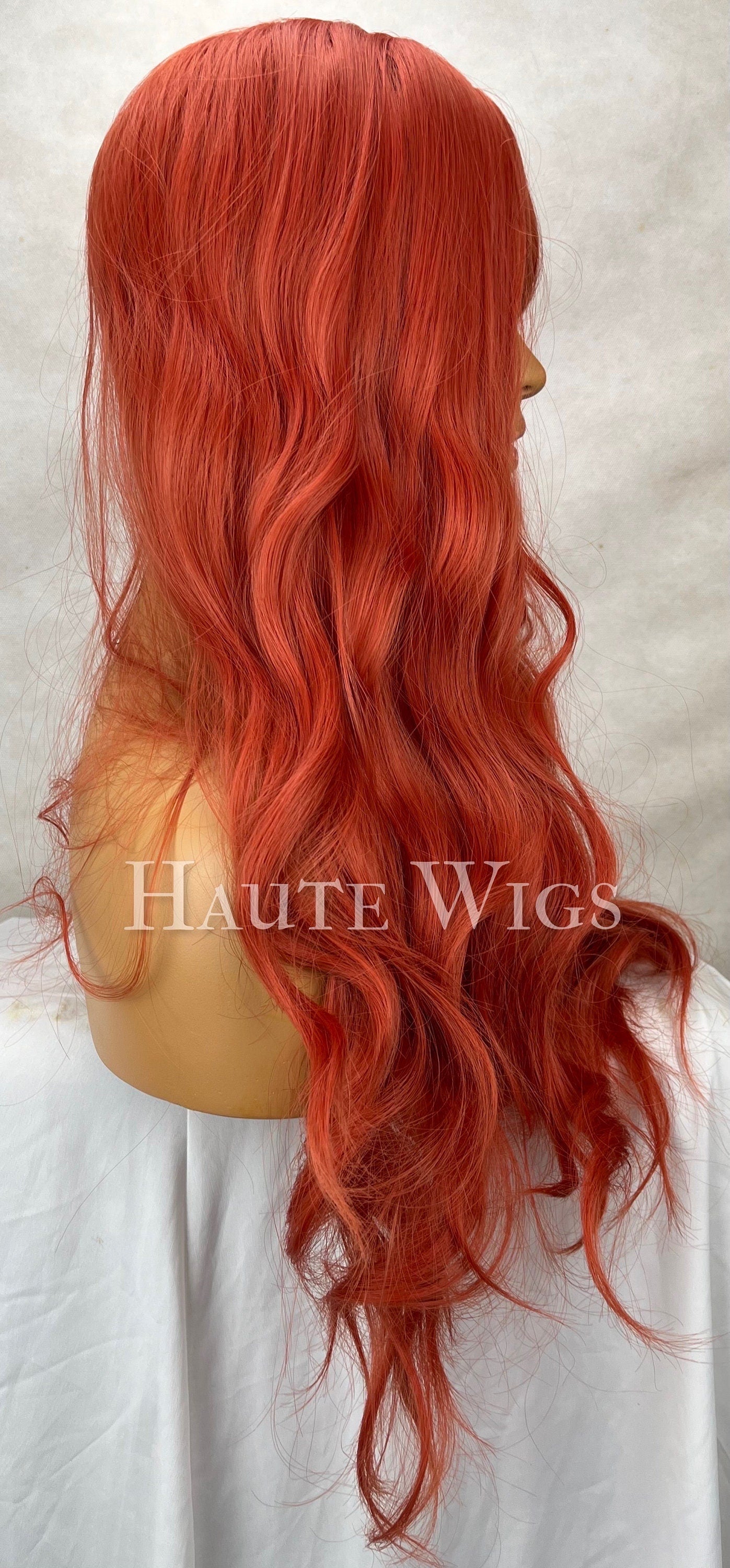 Burnt Orange Copper Wig with Bangs: Long Layered Silky Heat Resistant