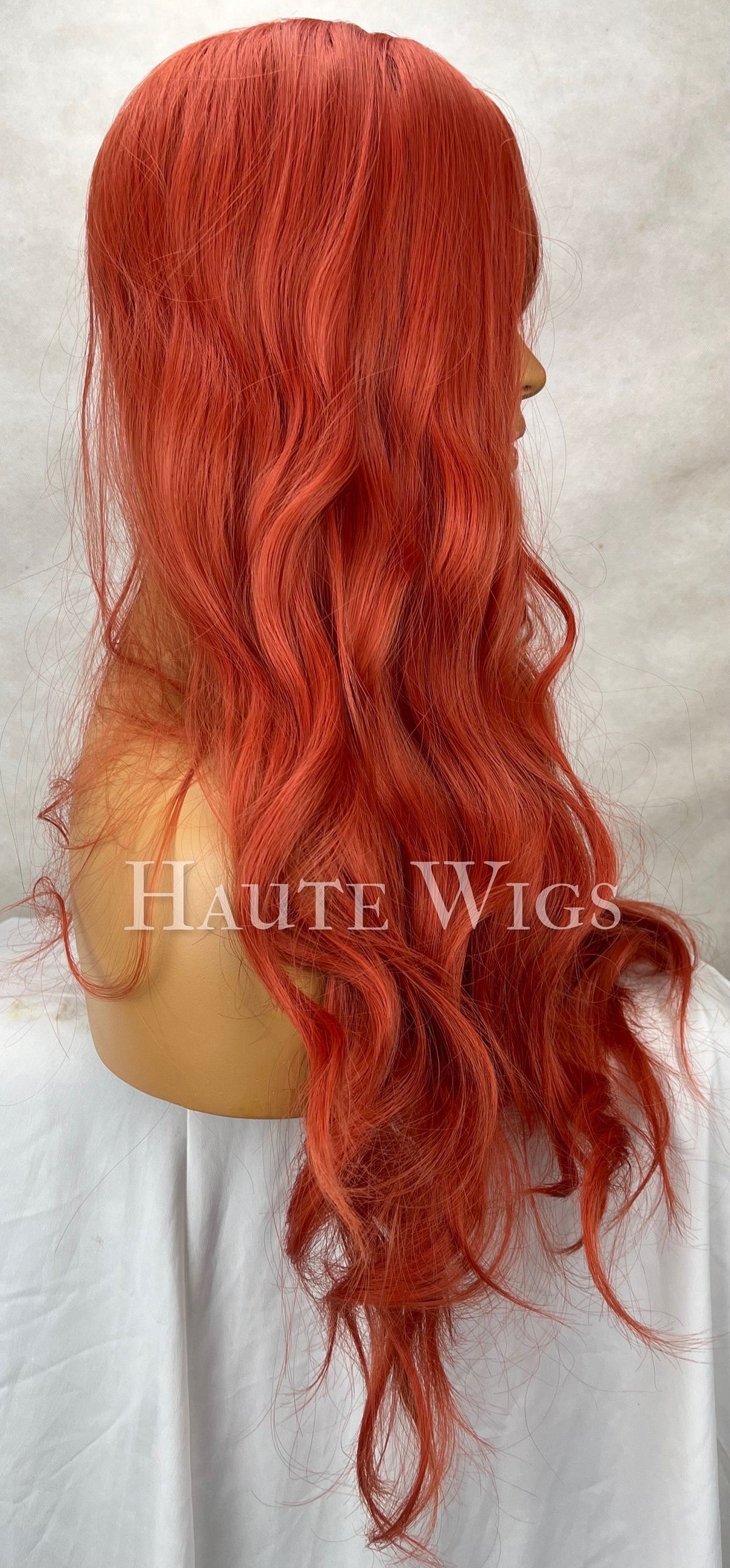 Burnt Orange Copper Wig with Bangs: Long Layered Silky Heat Resistant