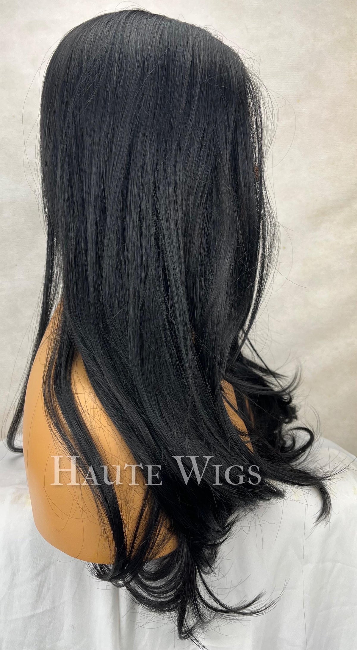20 Inch Jet Black Straight Wig: Pre Plucked Swiss Lace Front