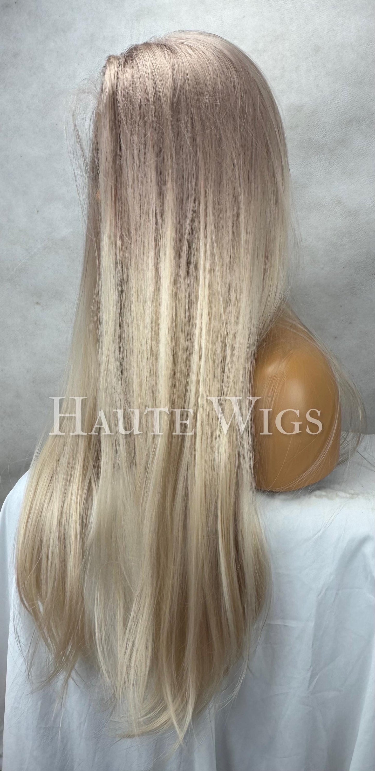 Ash Blonde Lace Front Wig: Heat Resistant, Pre-Plucked, Long Straight Hair