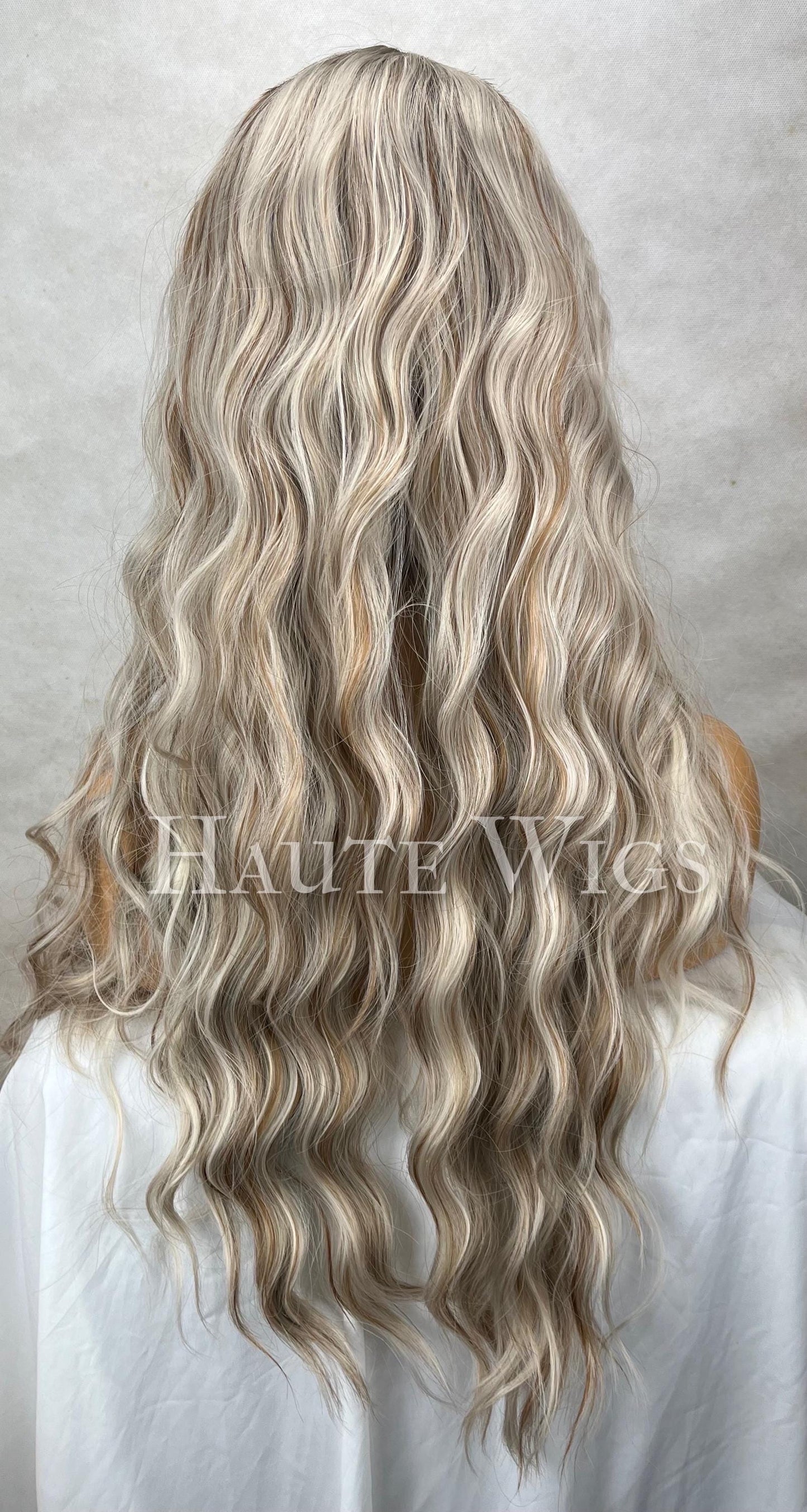 Ash Blonde Ombré Lace Front Wig - 24 Inch Wavy T Part