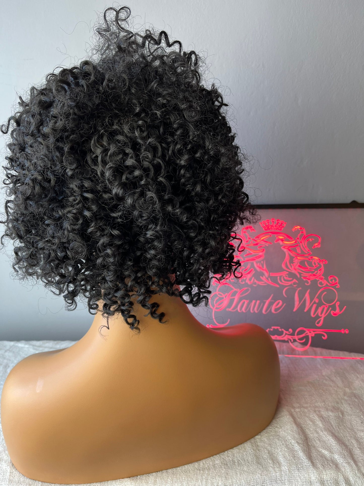 Fun Dark Black VERY Curly Wig | Water Waves | Jerry Curl | Vegan Synthetic | No Lace Front | Fancy Dress | Celebrity Spoof Wig