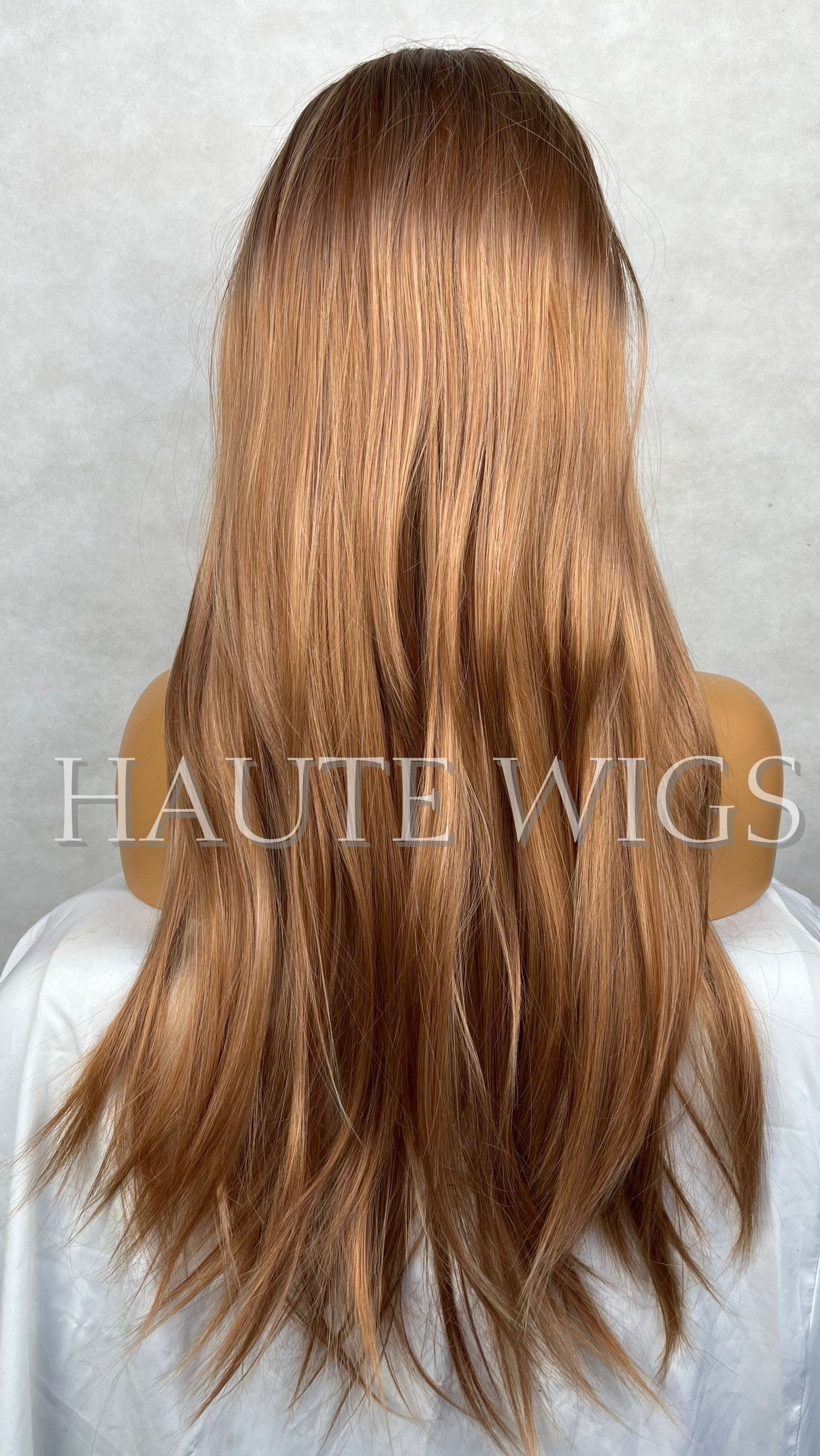 COPPER FEEL - AUBURN Ginger Rose Gold Straight Long Wig Womens Synthetic Hair 26 Inches Fringe Bangs Ladies Wigs Role Play Sexy Gift For Her