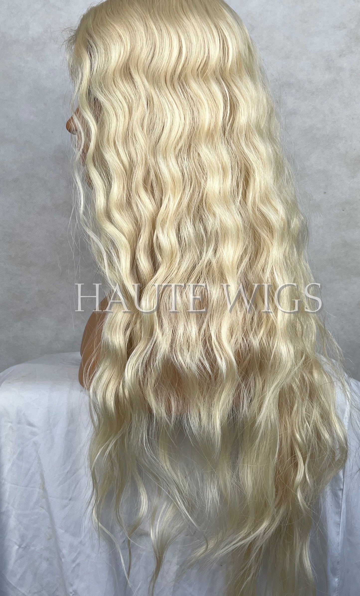 Wavy Ash Light Blonde 613 Wig T Part Lace Front Ice Platinum Peroxide Blonde Human Hair Synthetic Blends Gift For Her Realistic wigs