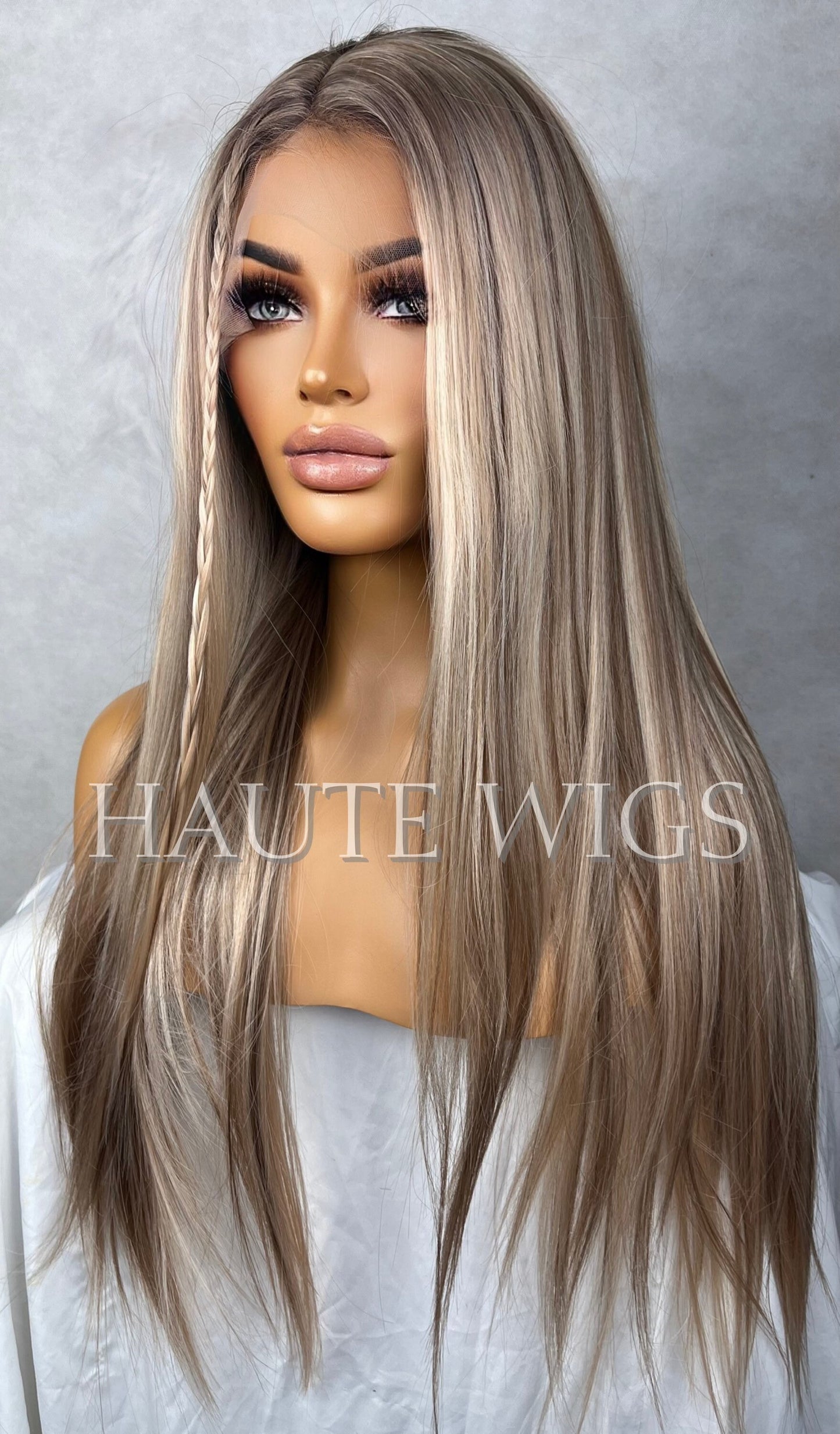 22 Inch Long Sexy Blonde Brown Wig Balayage Highlights Lowlights Womens Hair Lace Front Layered Christina Aguilera Dirrty inspired straight