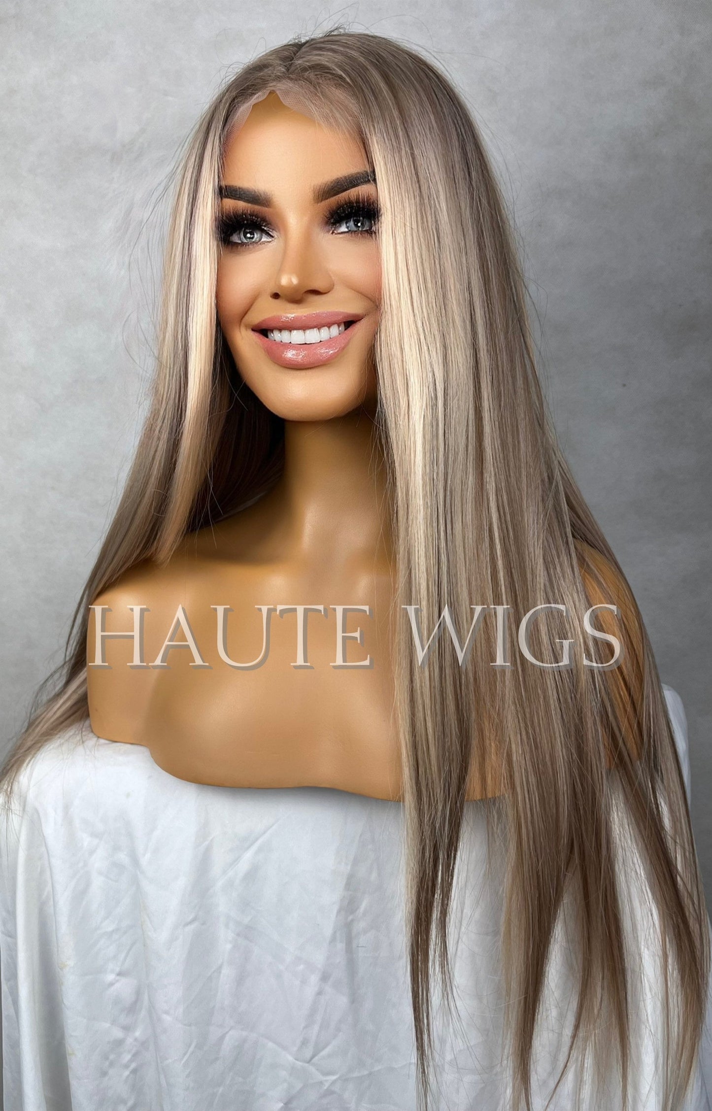 22 Inch Long Sexy Blonde Brown Wig Balayage Highlights Lowlights Womens Hair Lace Front Layered Christina Aguilera Dirrty inspired straight