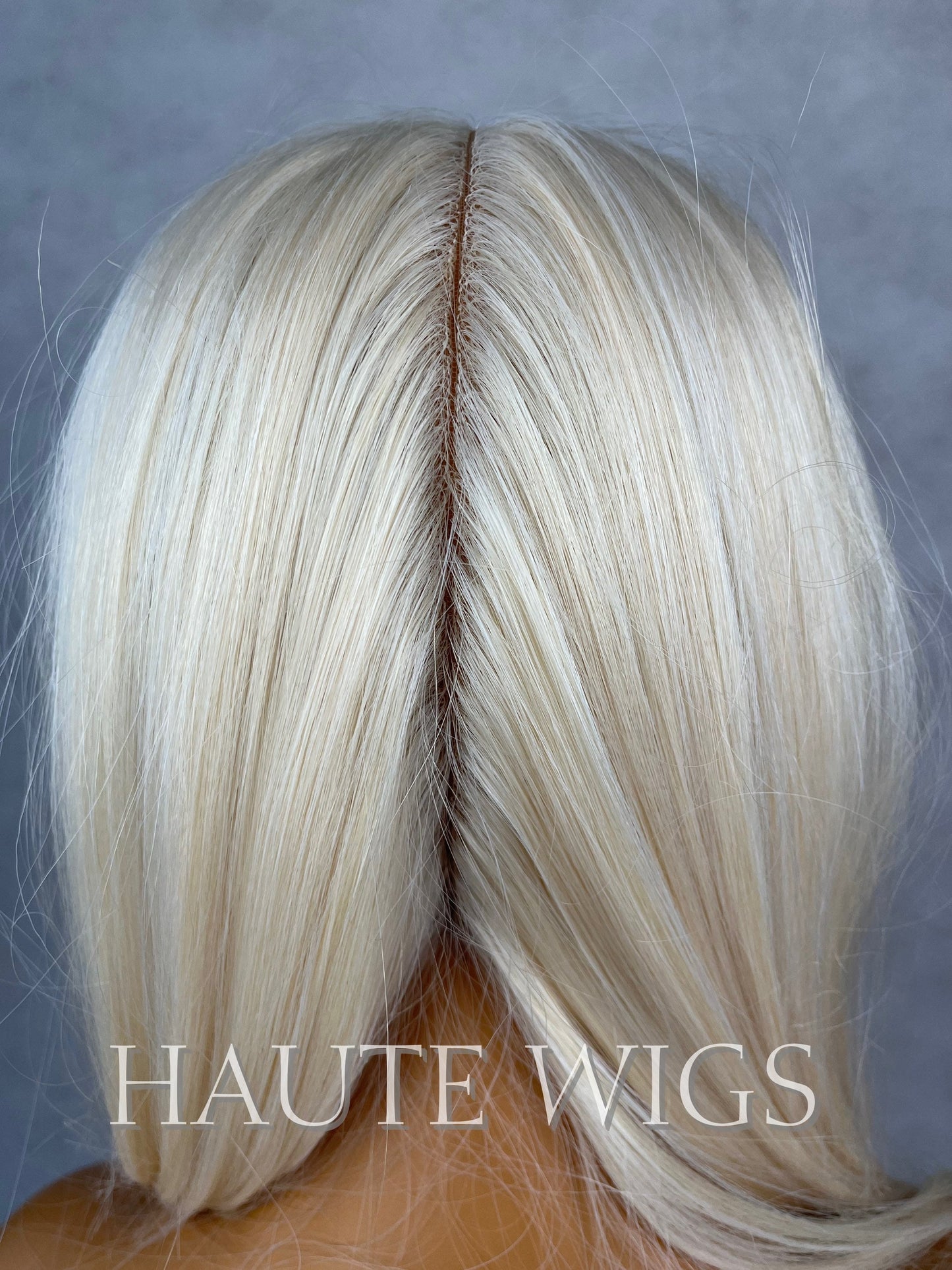 Private Show - Light Creamy Blonde Womens Long Wig Lace Front Layered Human Hair Blends Straight Thick Ladies Wig RARE Bleached Peroxide