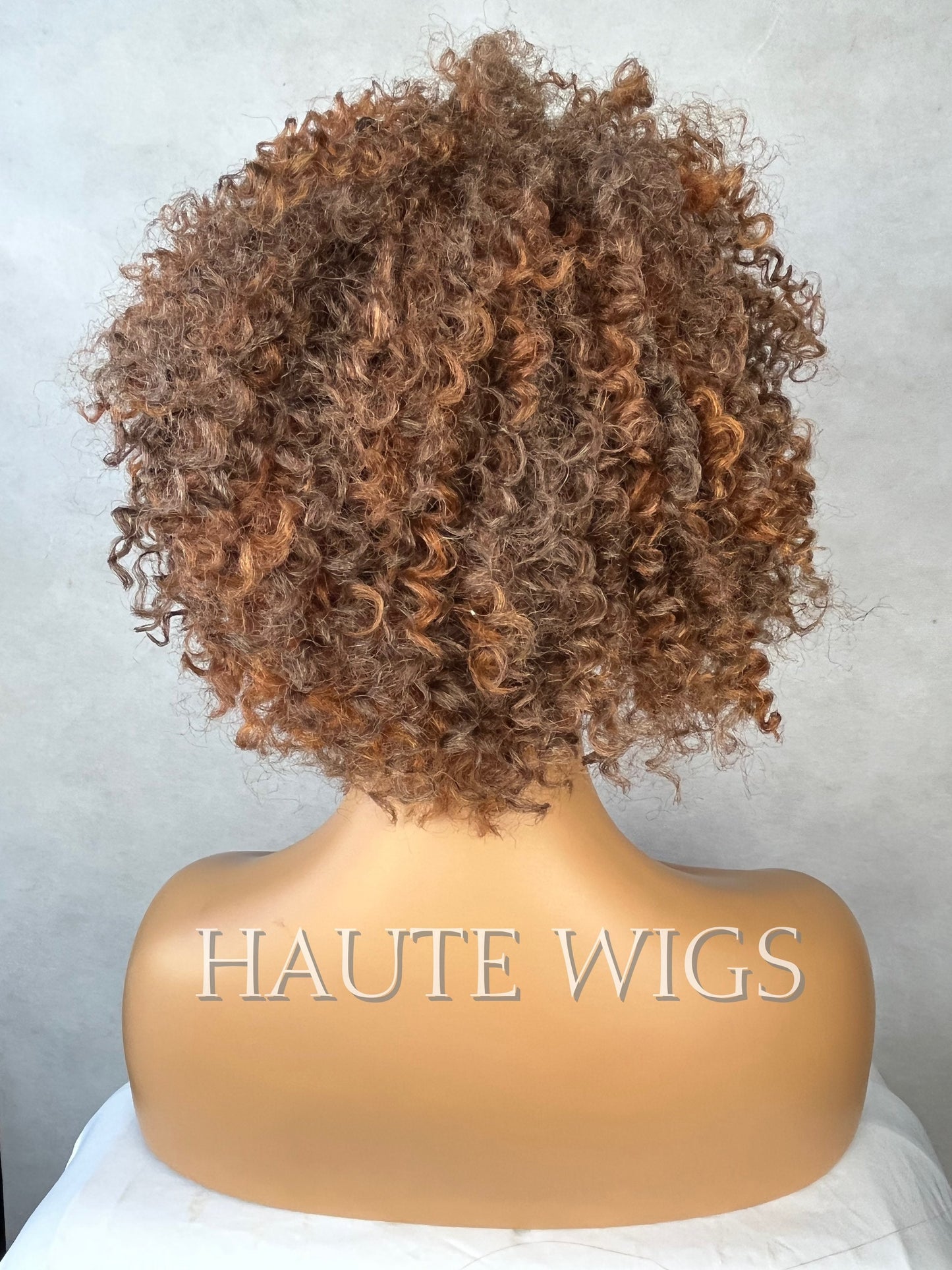 Brown Auburn Mix VERY Curly Wig | Water Waves | Jerry Curl | Vegan Synthetic | No Lace Front | Fancy Dress | Celebrity Spoof Wig