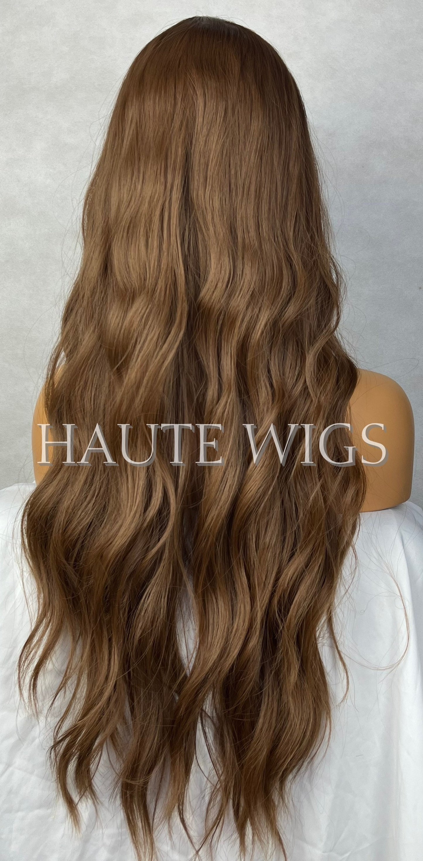 Swiss Brown Brunette Wig With Bangs / Fringe Long Deep Golden Brown Layered Silky Wavy Curly Ladies Womens Wigs No Lace Front Haute Gift