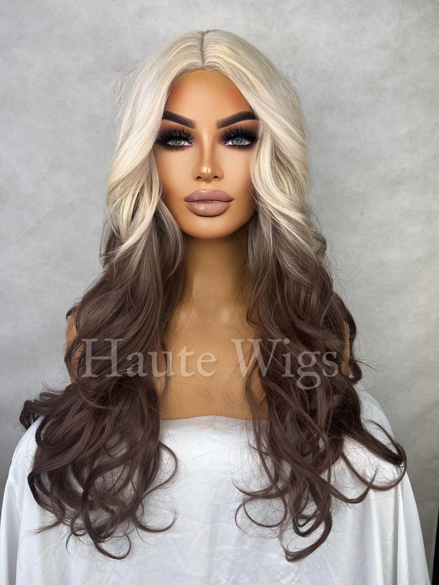 PeepShow- Ombré 613 Light Creamy Blonde To Cola Brown Brunette Womens Wavy Wig Lace Front Layered Thick Ladies Wig RARE Bleached Peroxide