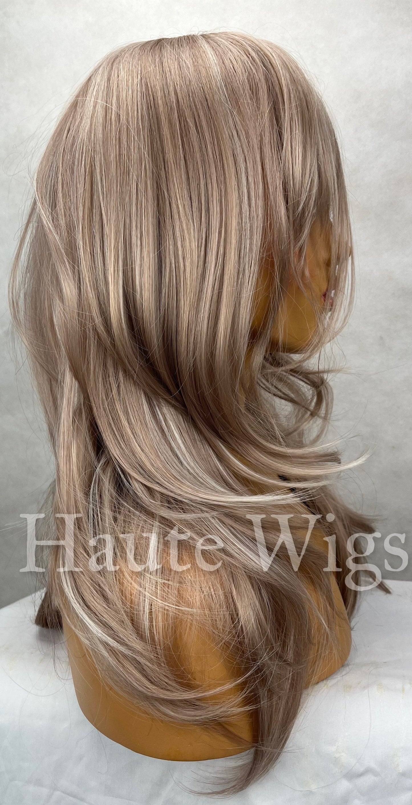 Beau- Platinum Ash Blonde 14" Bob Wig White Silver Tones layered Classy No Lace Front with bangs fringe Womens gift for her Short haute wigs