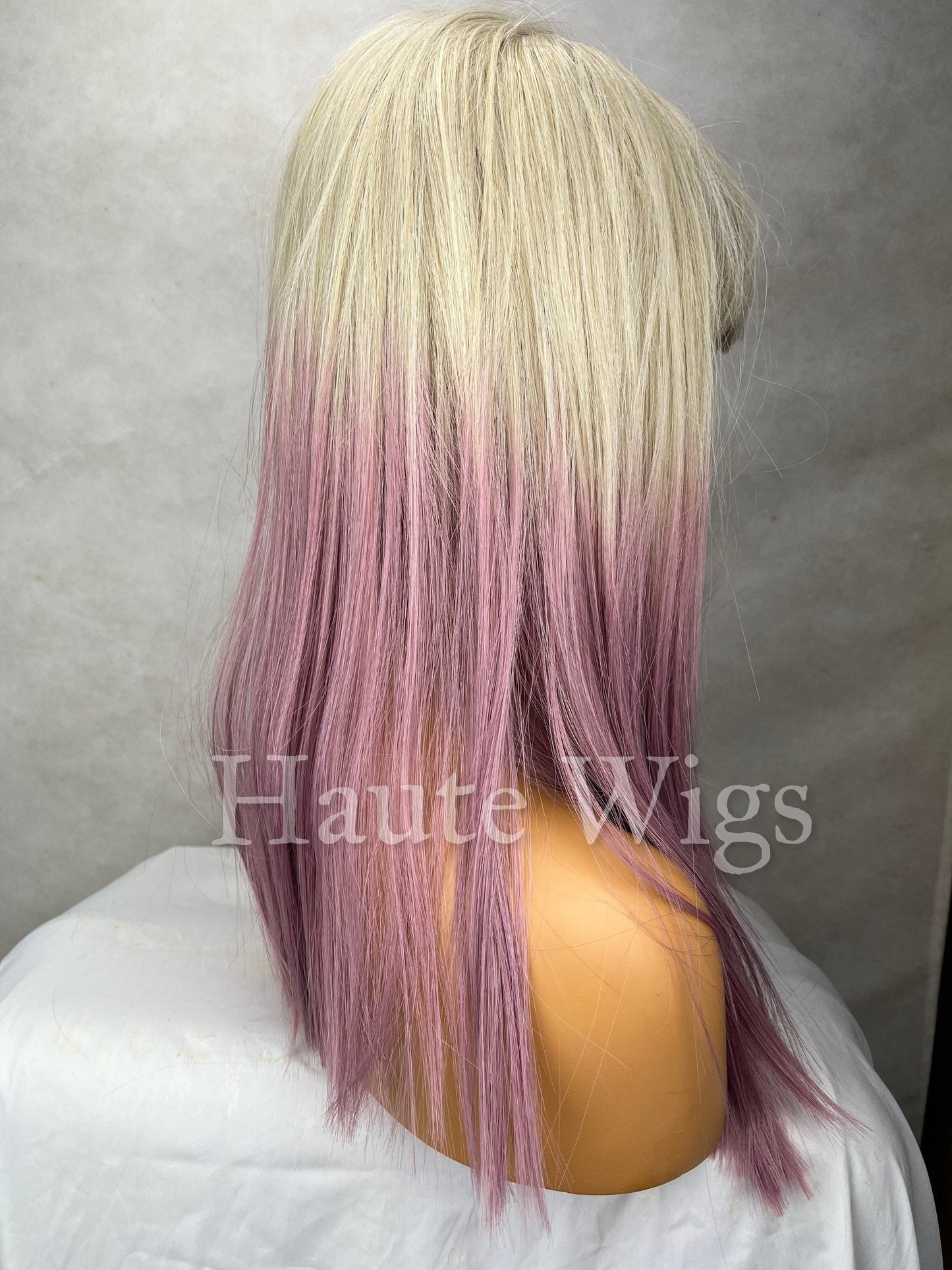 Dolly Mixture - 20 Inch Long Honey Blonde To Ombre Vibrant & HOT Lilac Pink dip dye Wig Heat Resistant No Lace Front Gift for Her Haute Wigs