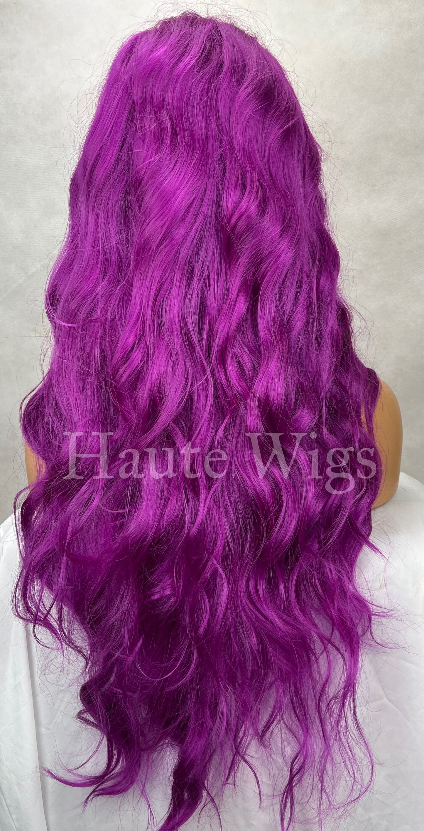 Deep Magenta - 24 Inch Neon purple Pink RARE No lace front Wig Long Wavy Curly Wigs Ladies Eye Catching haute wigs role play