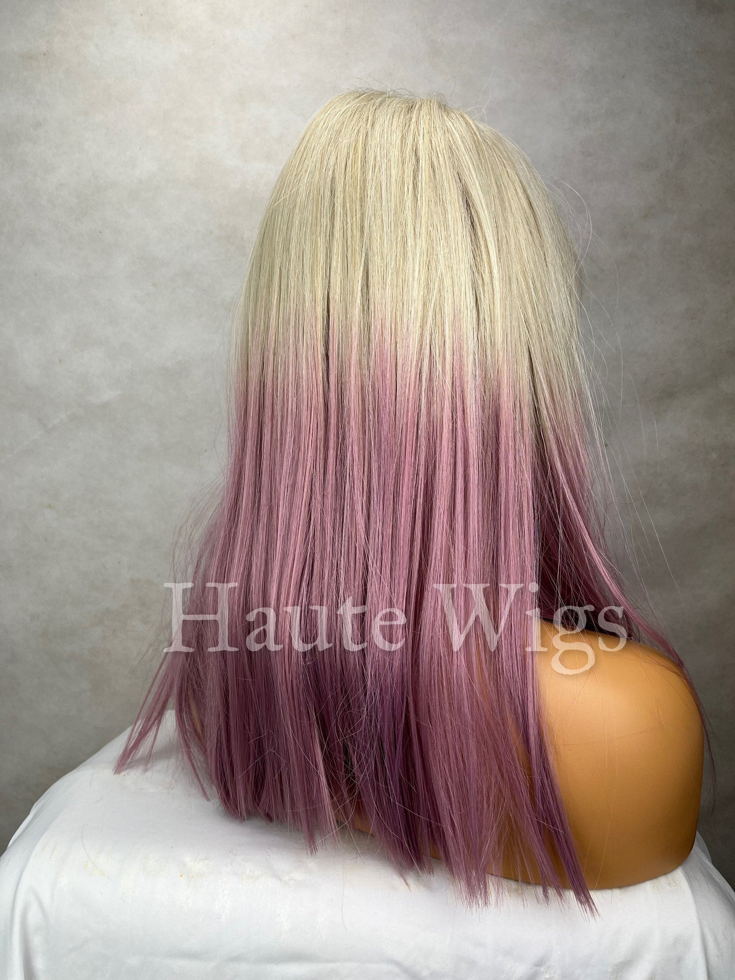 Dolly Mixture - 20 Inch Long Honey Blonde To Ombre Vibrant & HOT Lilac Pink dip dye Wig Heat Resistant No Lace Front Gift for Her Haute Wigs