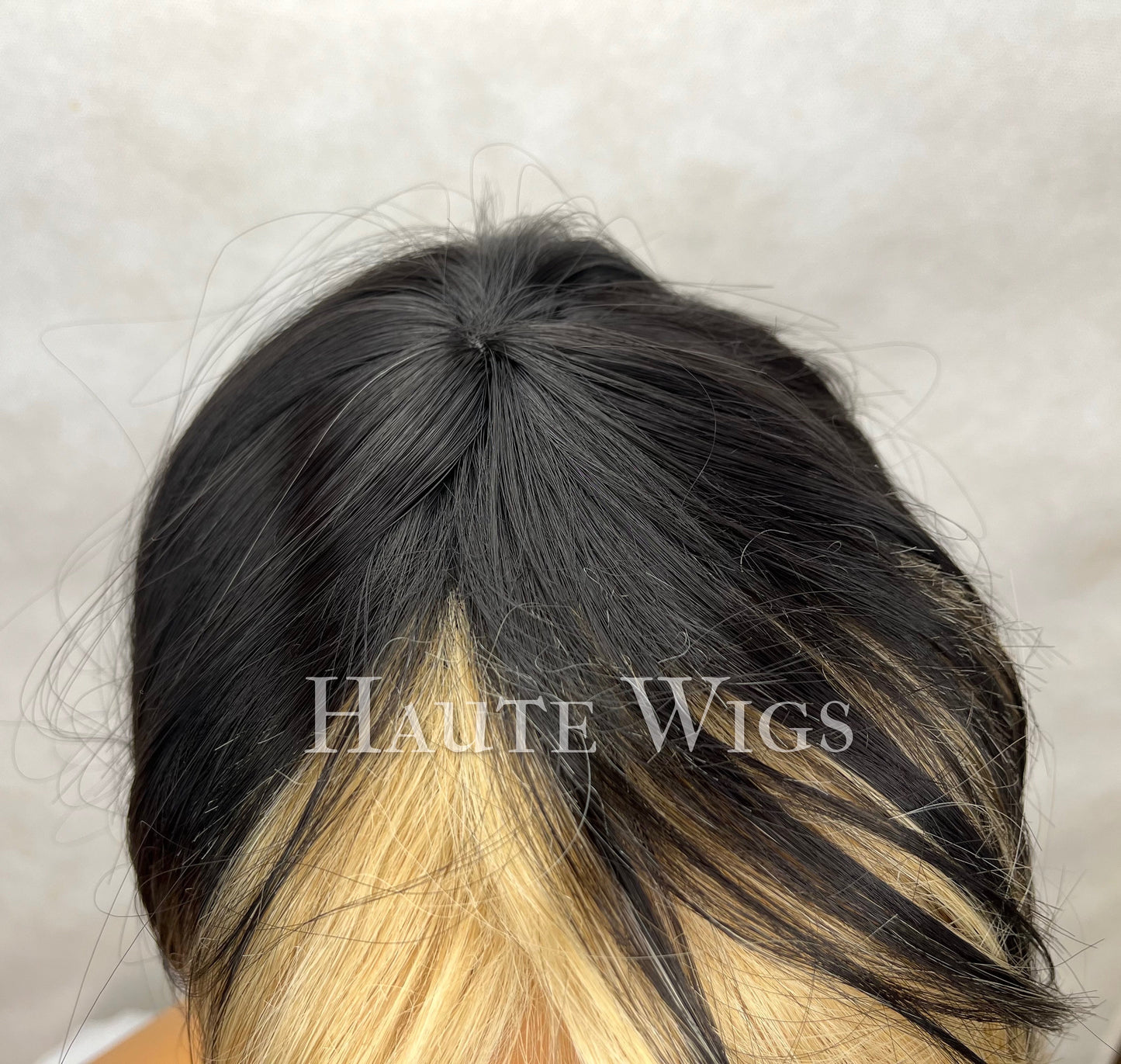 Bad B!tch 24 inch Black & Yellow Blonde Wig Streaks highlights Hair Fringe Bangs Gift for her Role Play Emo or Everyday Haute wigs goth