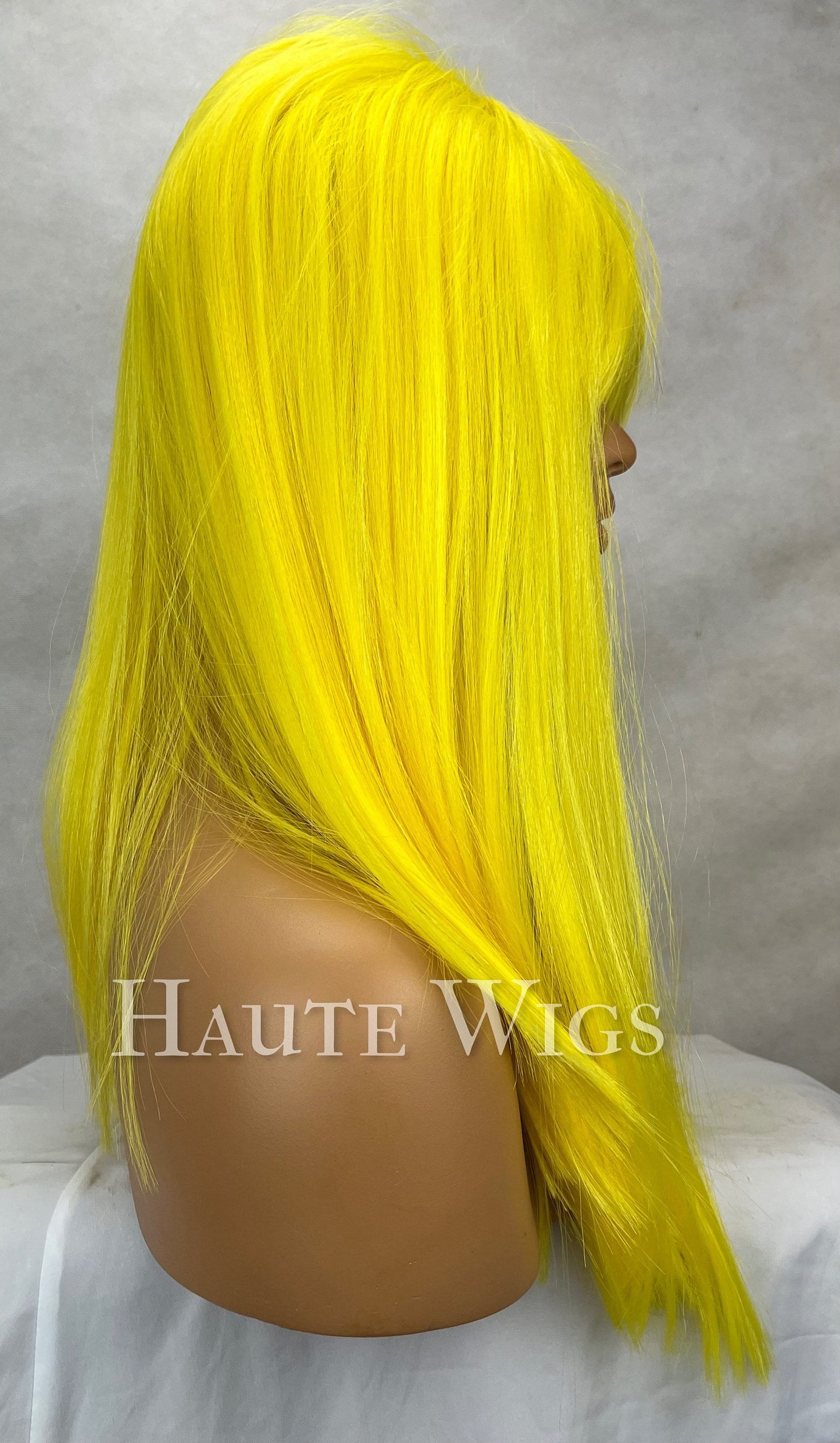 Citrus Appeal - Bright Lemon Yellow Hair Wig Fringe Bangs sexy Gift for Role Play Emo goth Everyday Haute wigs