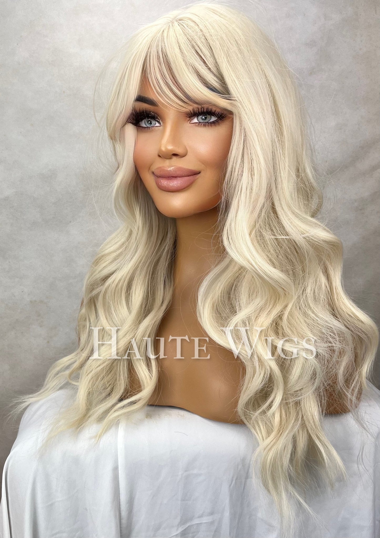 Lovely - Blonde Wig Sexy Role Play Womens Long Layered Hair 613 Fringe Bangs Realistic layered Straight Ladies Wigs Gift