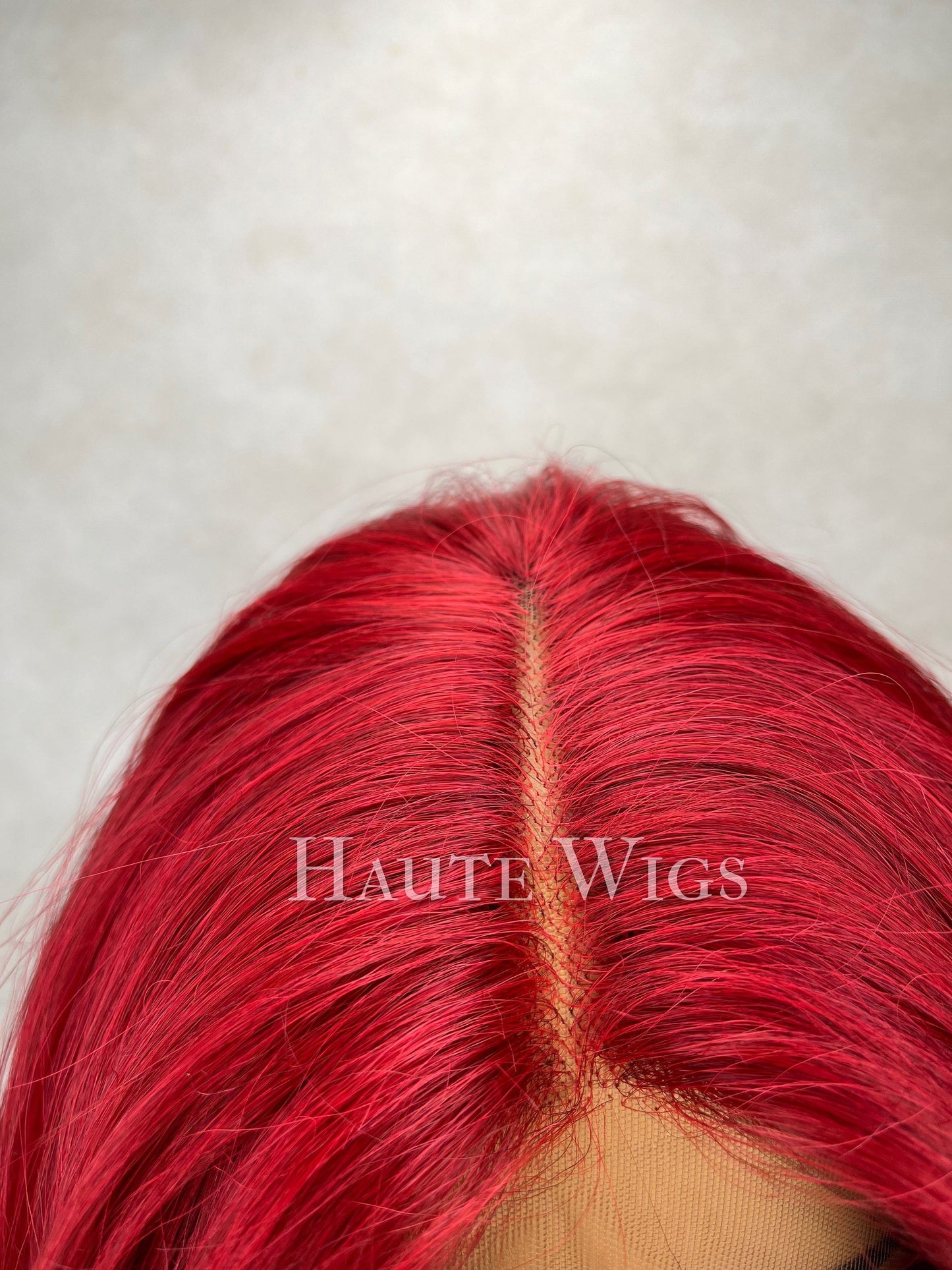Cherry Cowgirl - 26 Inch Bright Red Wig Long Straight layered Womens Wig Human Hair Blends Lace Front Wigs Center Parting Realistic