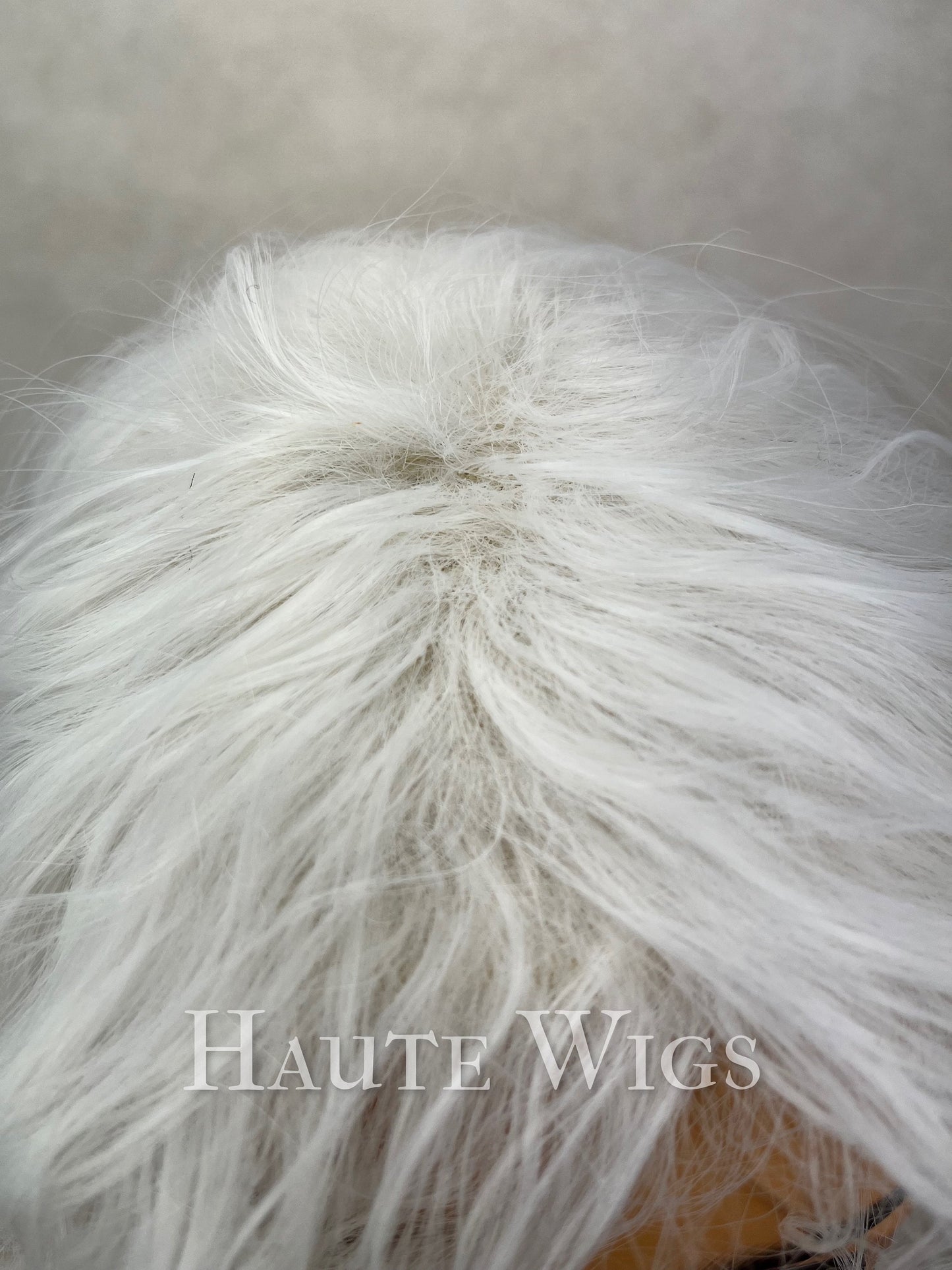 Ice - White Ashy Wavy Curly 14 Inches Wig Fringe Bangs Platinum Peroxide Blonde - costume play - gift for her - haute wigs