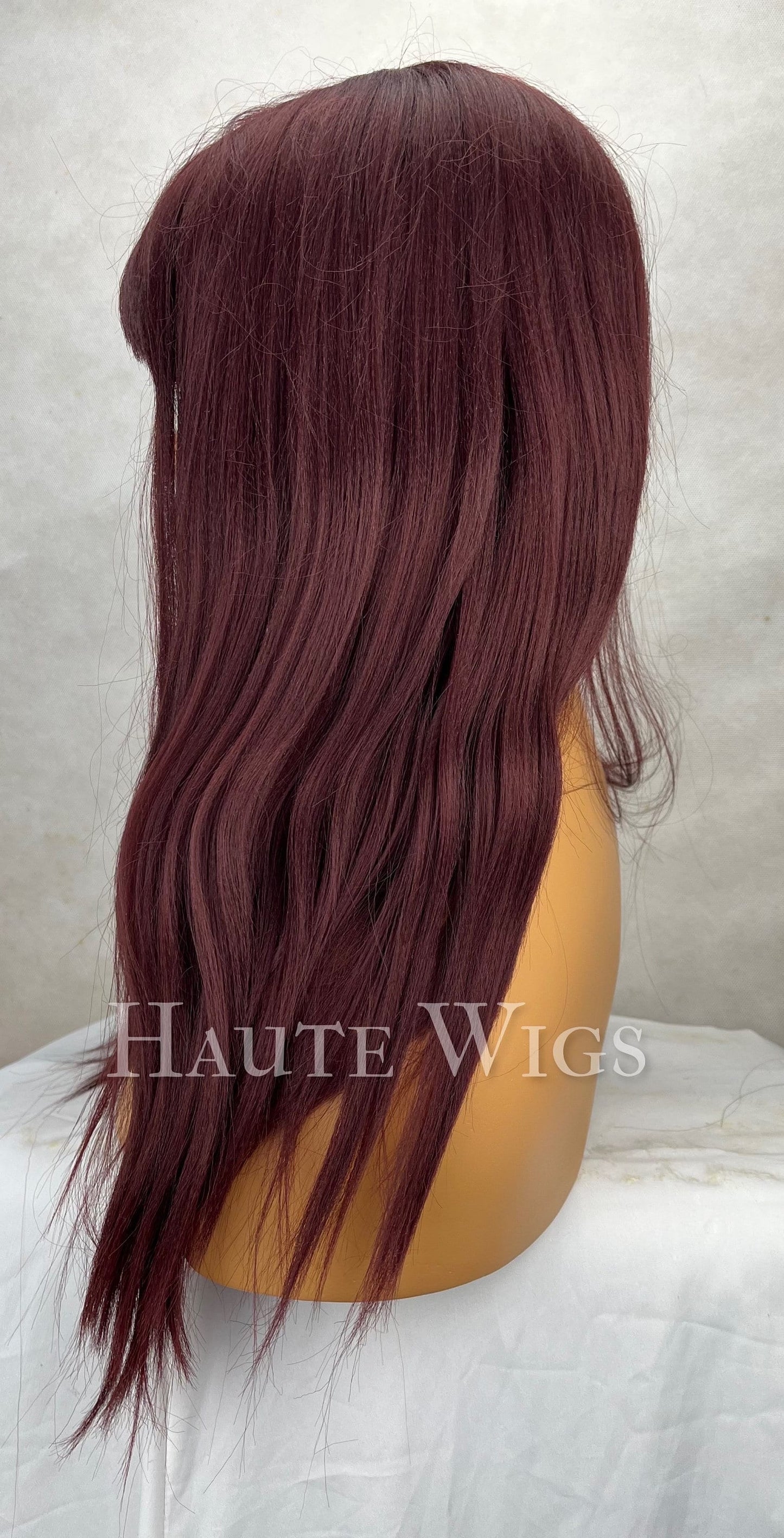 So Burgundy 103 - 20 Inch Maroon Deep Red Wig Long Straight Womens Wig NO Lace Front Haute Wigs Center Parting Realistic
