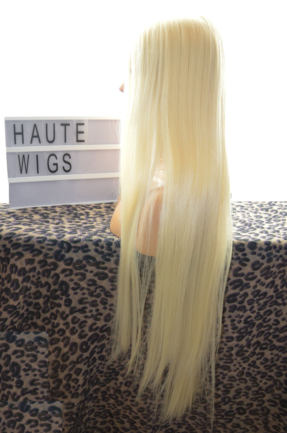 40 Inch Lace Front Wig: Platinum Peroxide Blonde Human Hair Blend