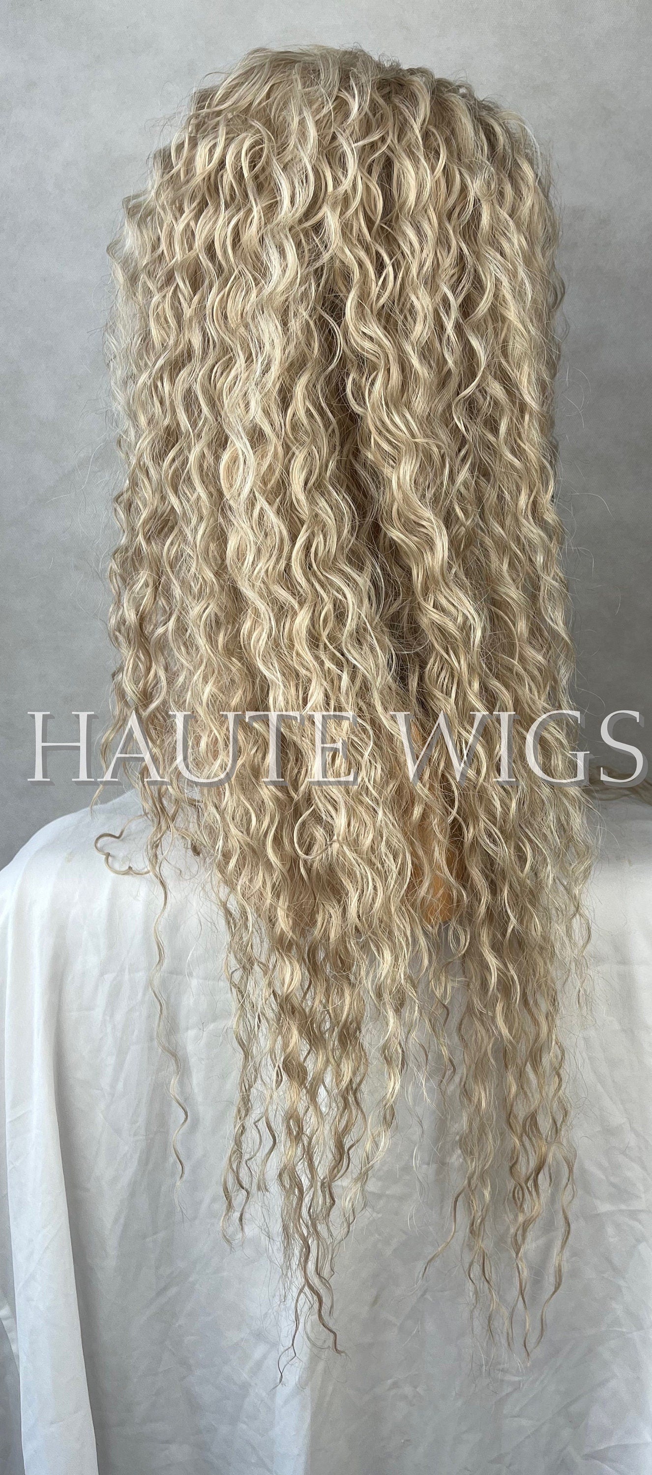 Ash Brown Blonde Lace Front Wig: Curly Deep Wave Human Hair Blend