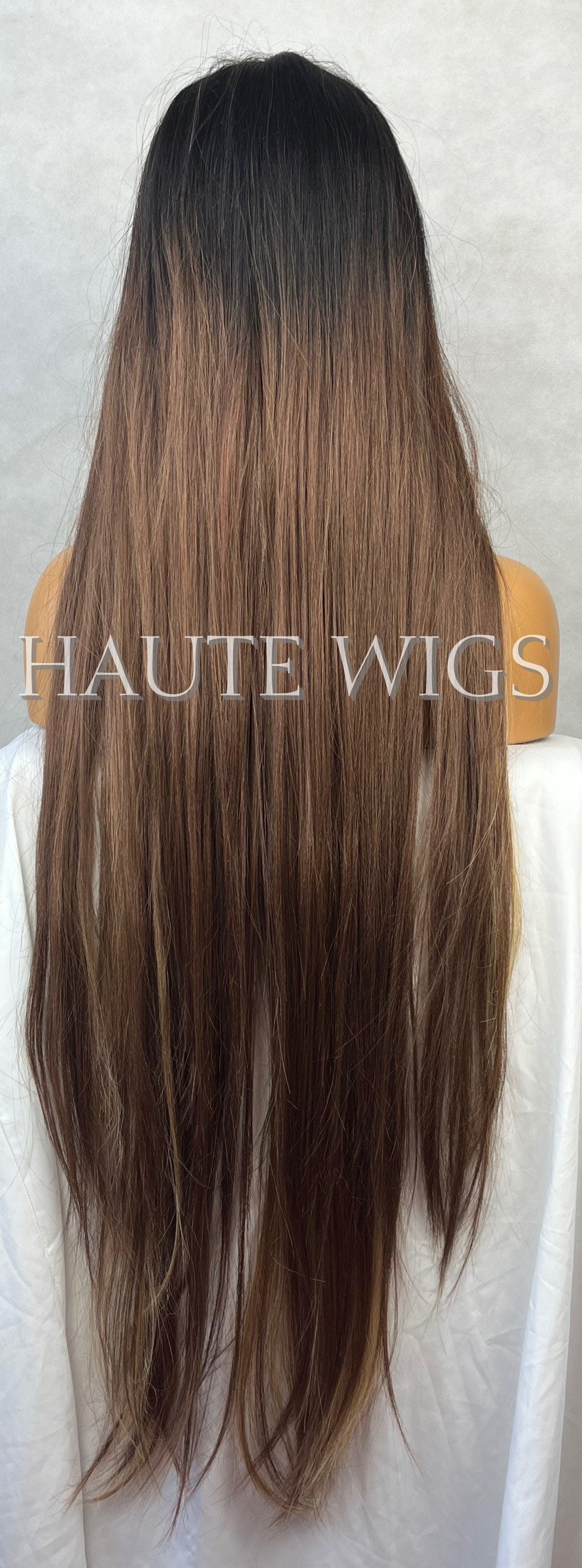 90s Brunette Wig: Long Brown Hair with Blonde Highlights