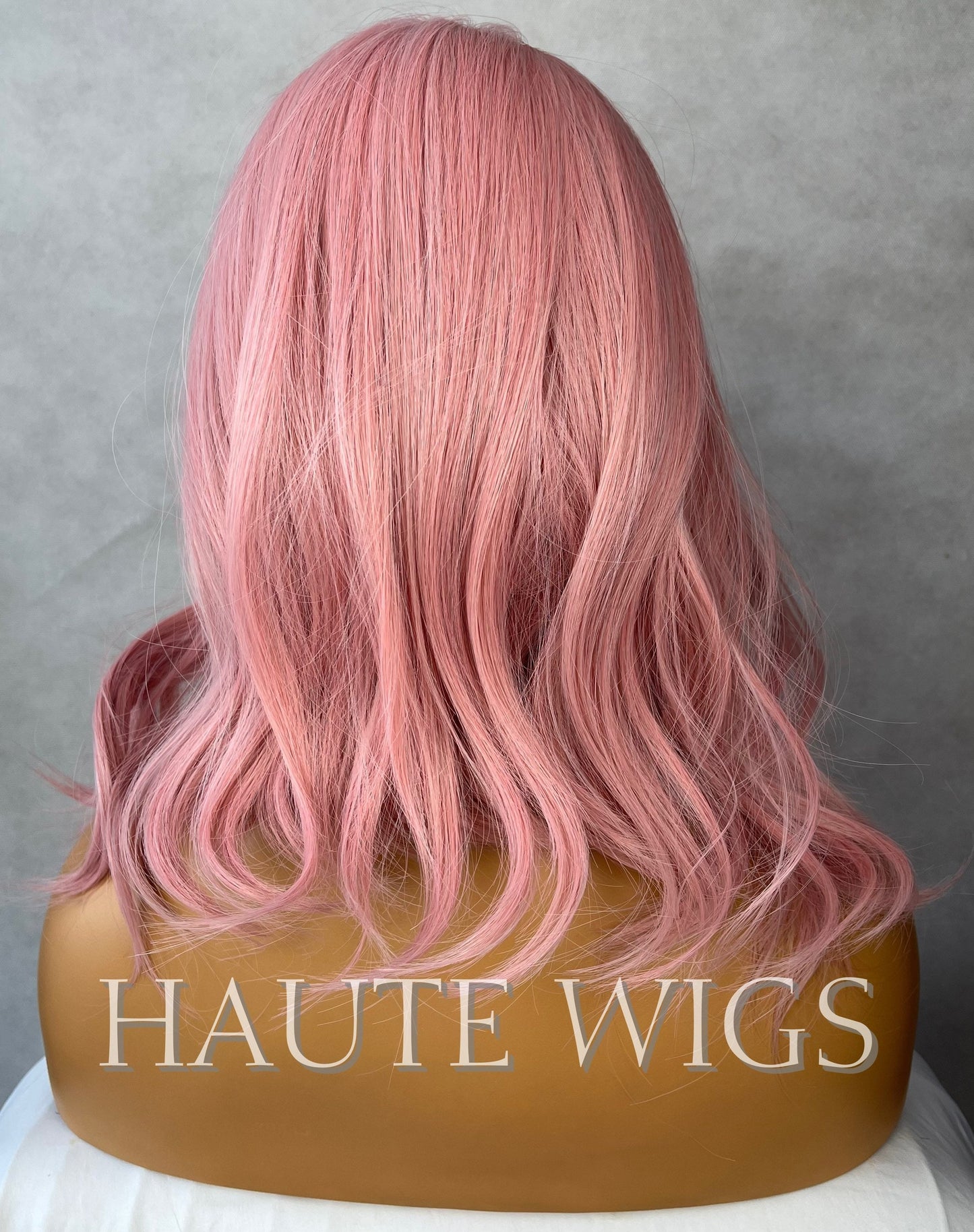 Bubble Gum Pink Wavy Bob Wig: Human Hair Blend Fringe