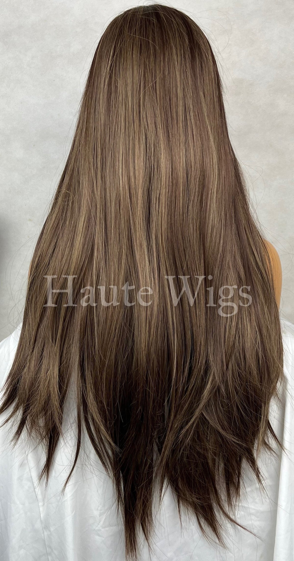26 Inch Brown Ombre Wig: Blonde Highlights, Small Lace Front