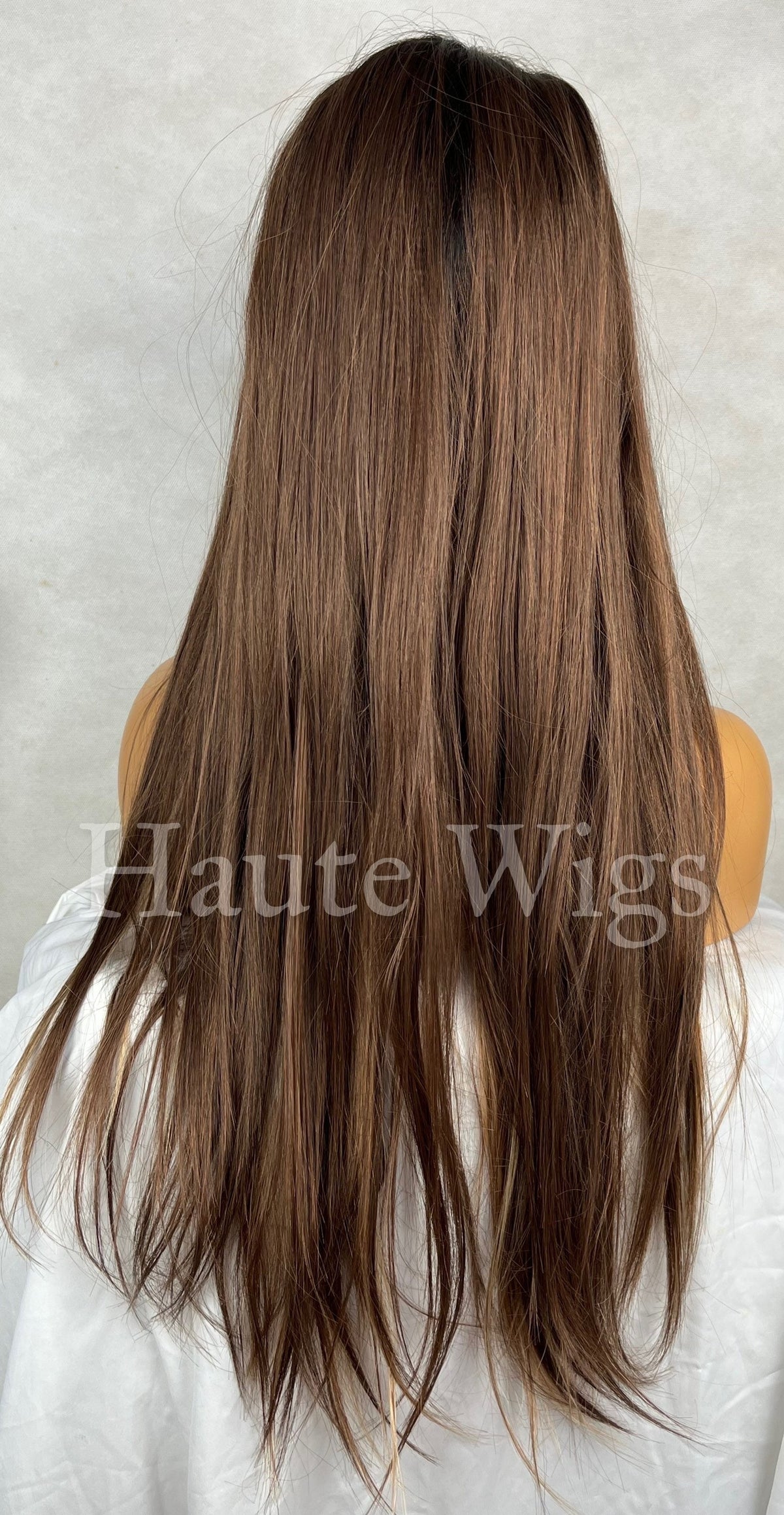 90s Brunette Wig: Long Brown Hair with Blonde Highlights, Lace Front