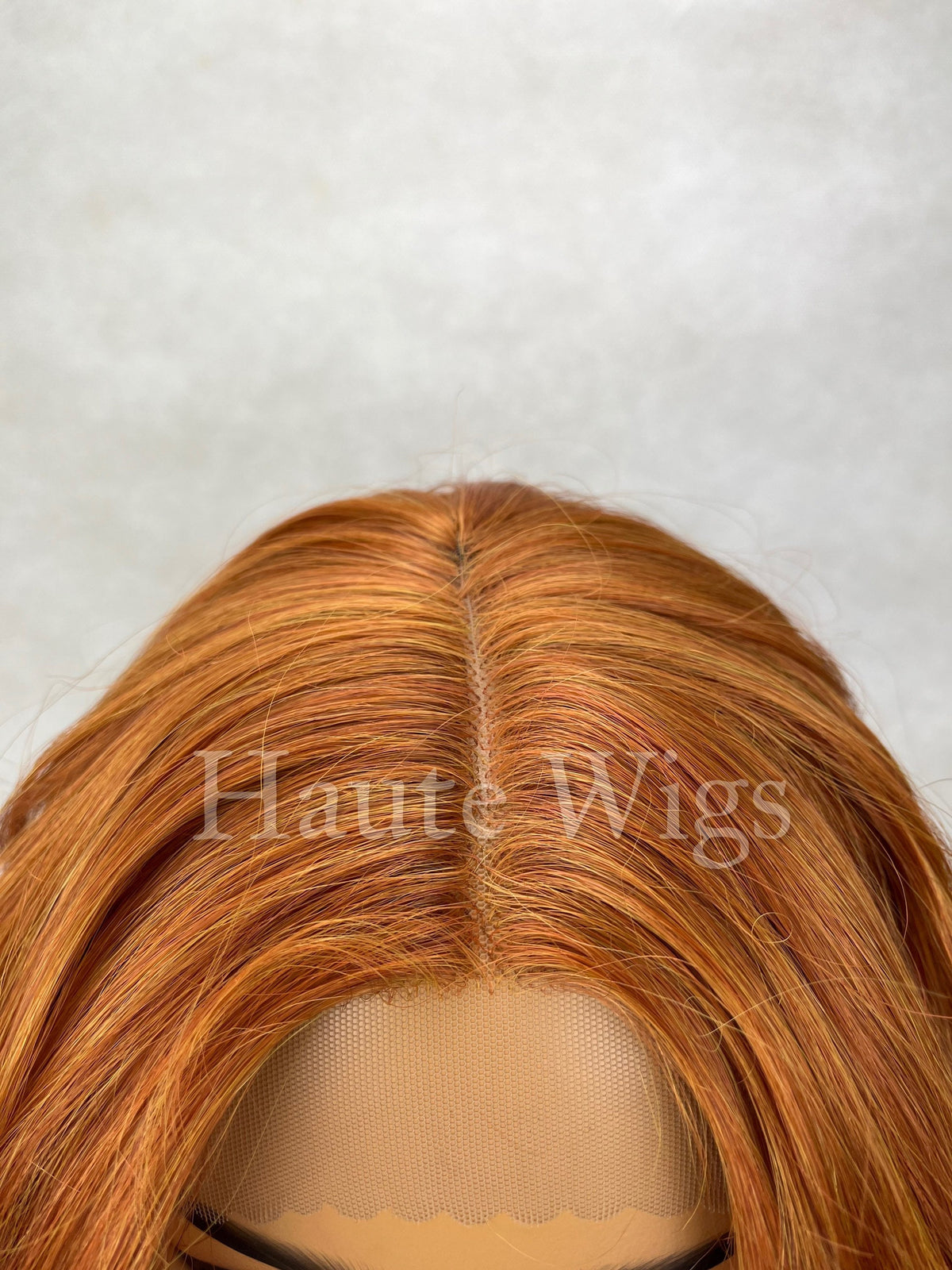 26" Copper Auburn Wig: Lace Front Human Hair Blend