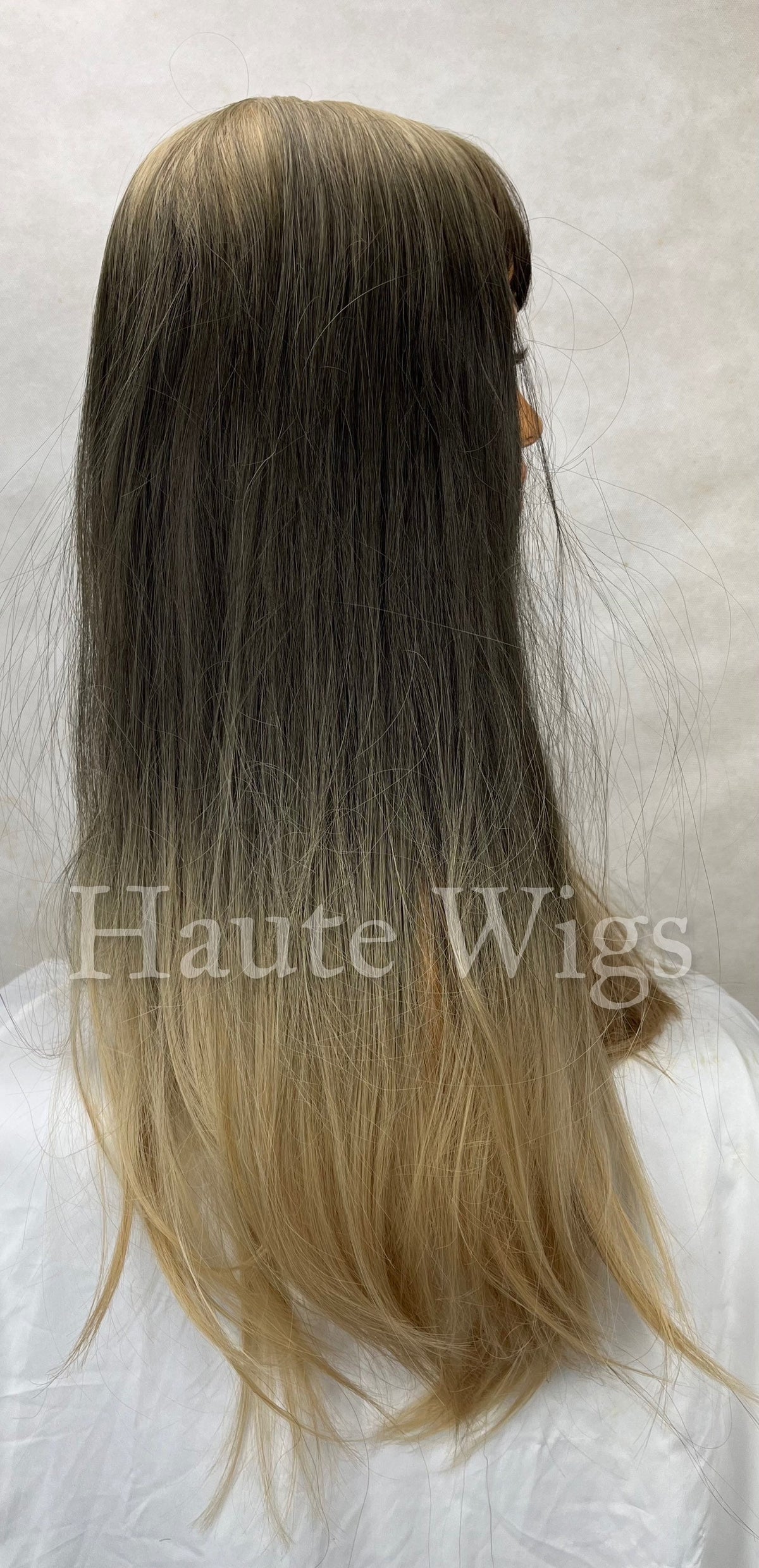 Blonde to Black Wig with Bangs: Long Straight Synthetic Hair