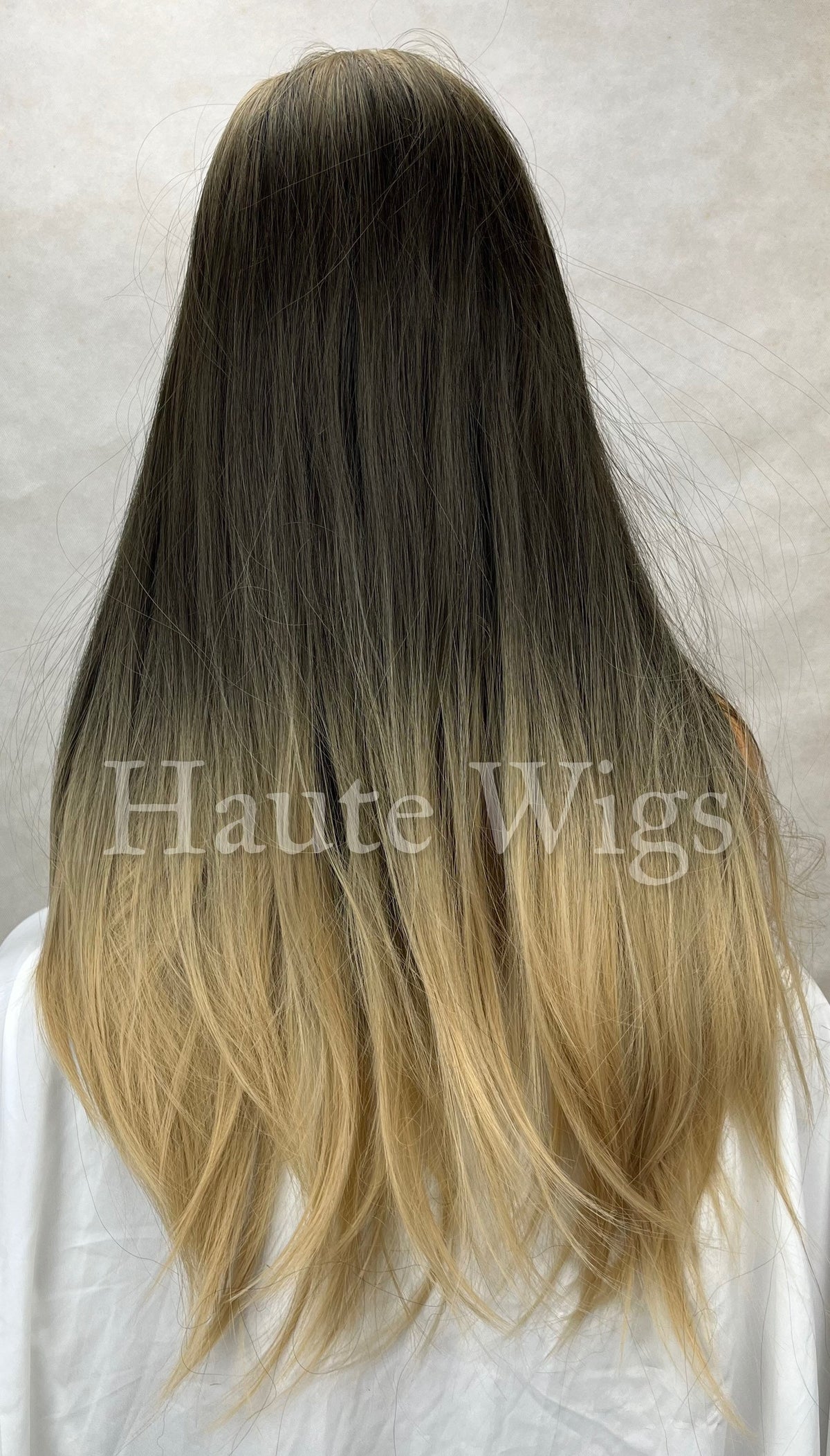 Blonde to Black Wig with Bangs: Long Straight Synthetic Hair