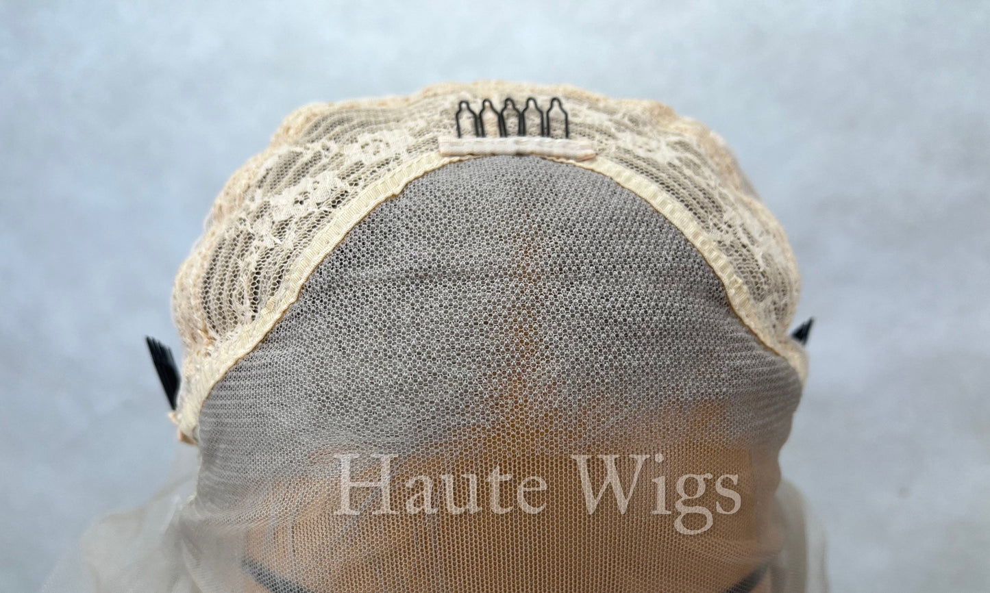 Platinum Ash Blonde Wavy Wig: 24 Inch Lace Front Wig