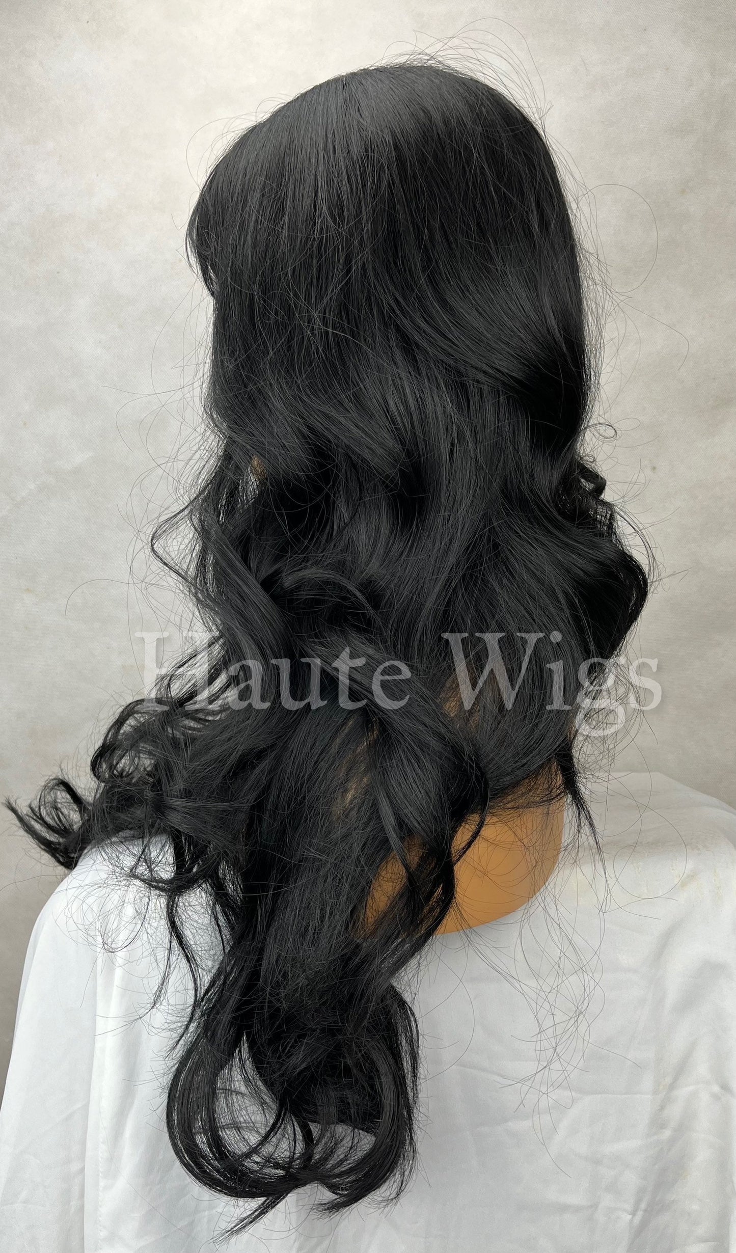 Long Wavy Jet Black Wig: 24 Inch Synthetic Hair