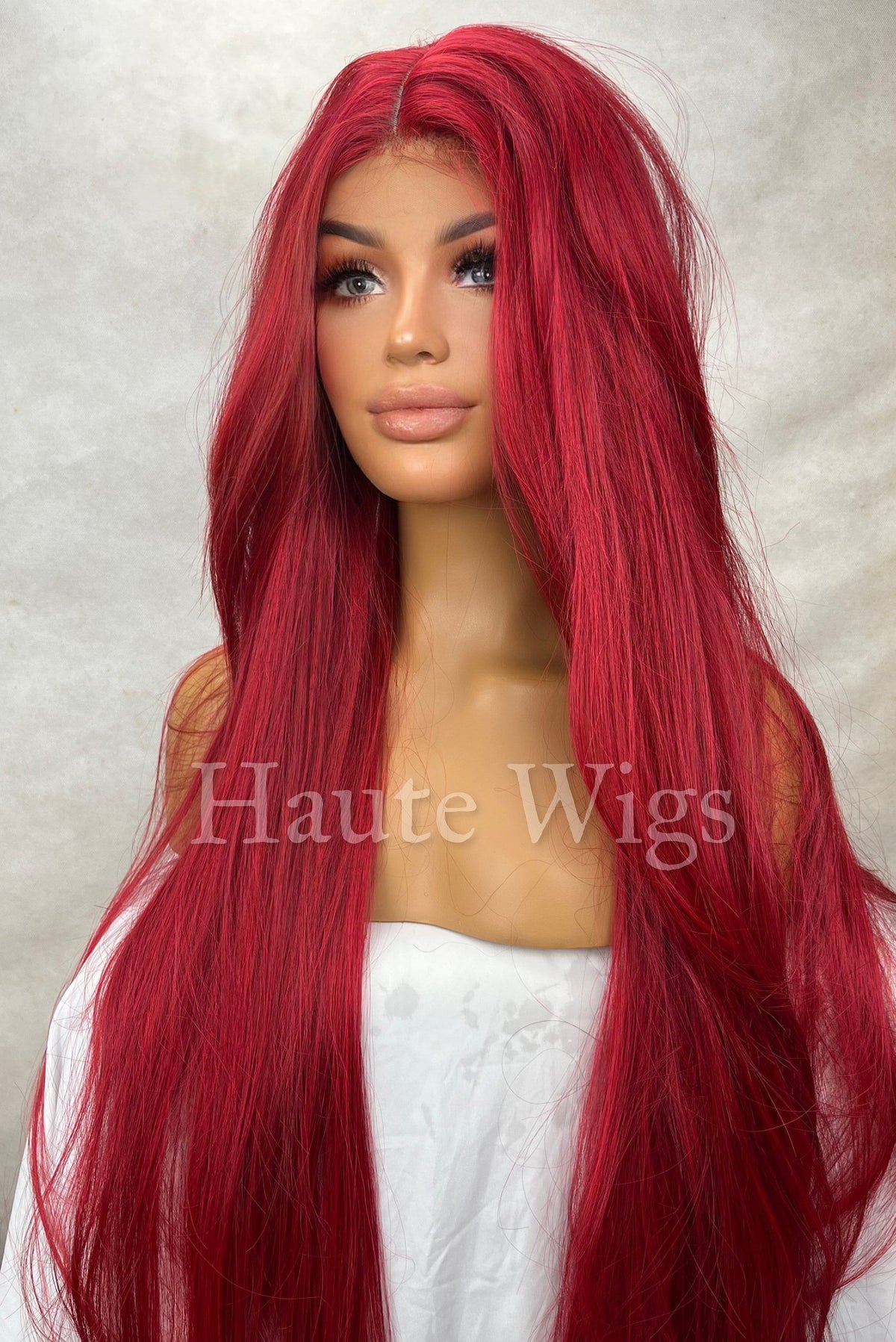 Erotic - Very Red Extra Long Wig 40 Inches Lace Front Womens Gift For Her Haute Wigs