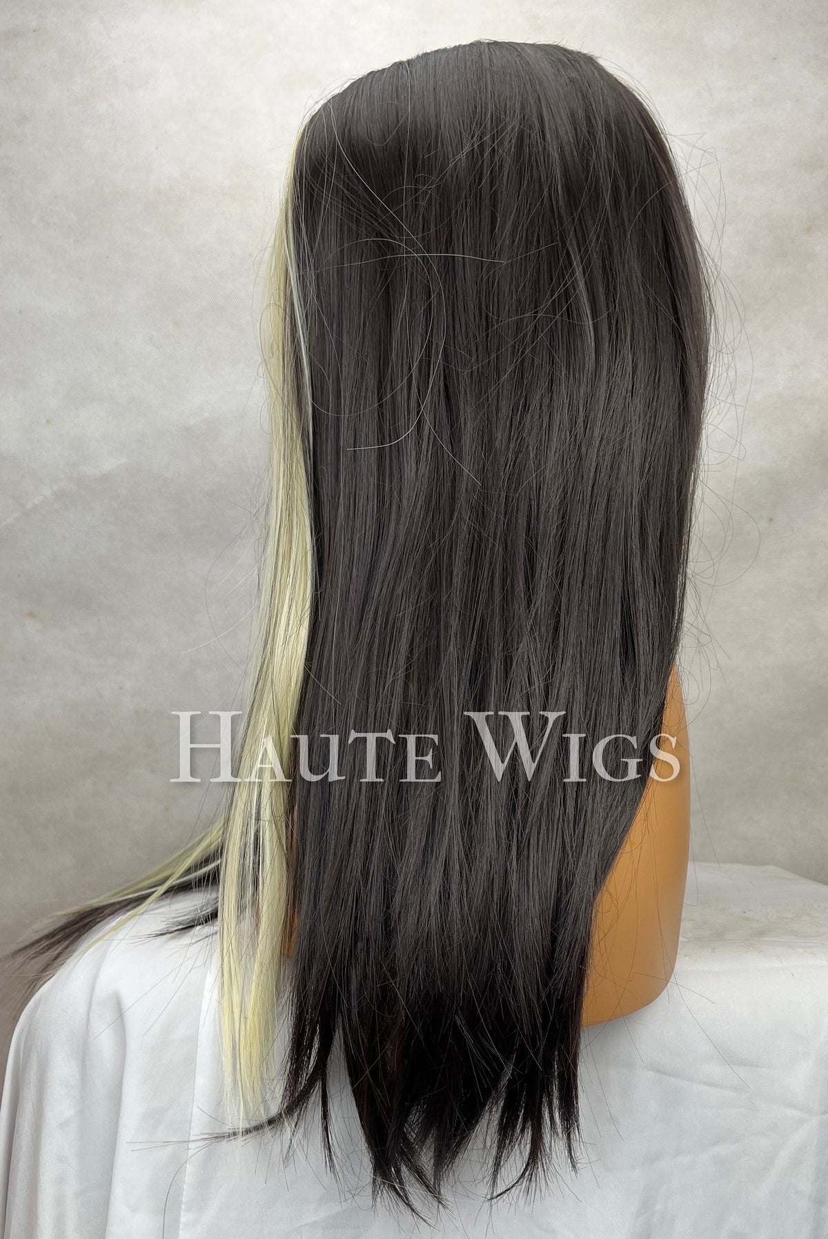 Blonde Money Piece Wig: Dark Brown Black Streaks, Emo Goth Hair