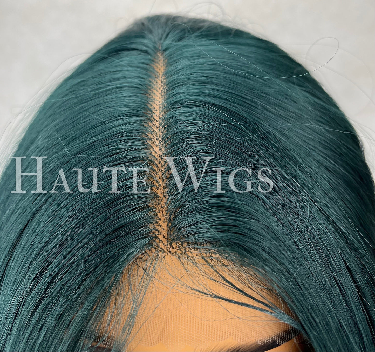 Emerald Green Wavy Wig: 24" Lace Front Human Hair Blend