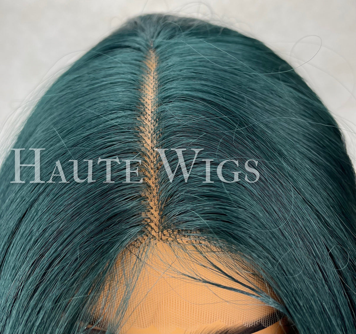 Emerald Green Wavy Wig: 24" Lace Front Human Hair Blend
