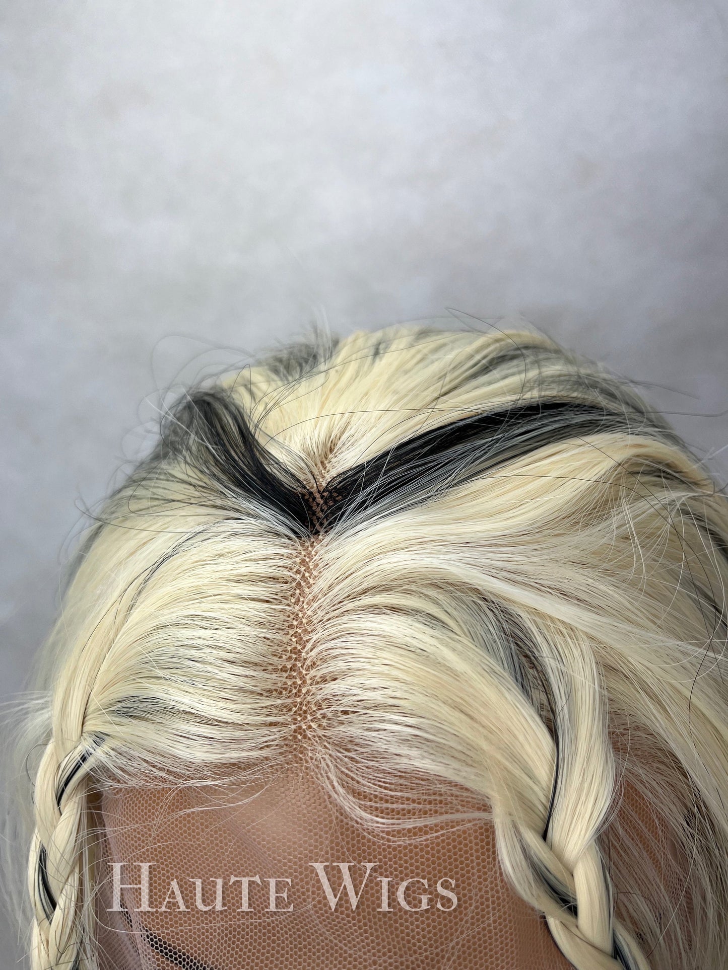 Xtina Dirty inspo wig Long Blonde Wig: Black Streaks, Lace Front, Heat Resistant
