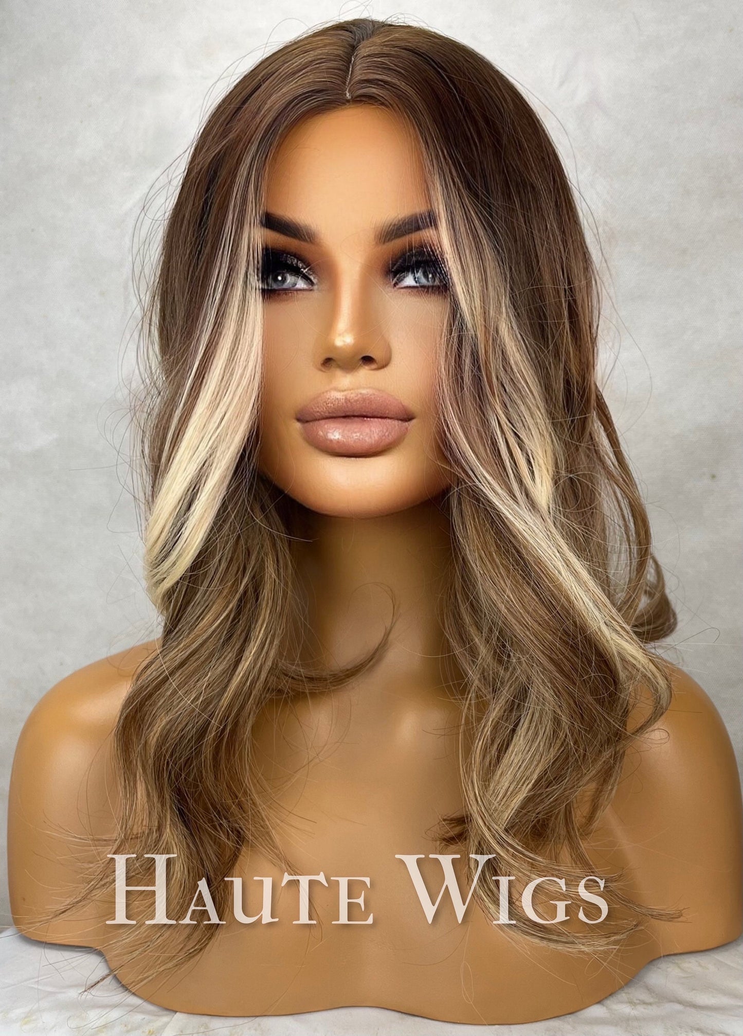 16" Brown Wig: Medium Length, No Lace Front