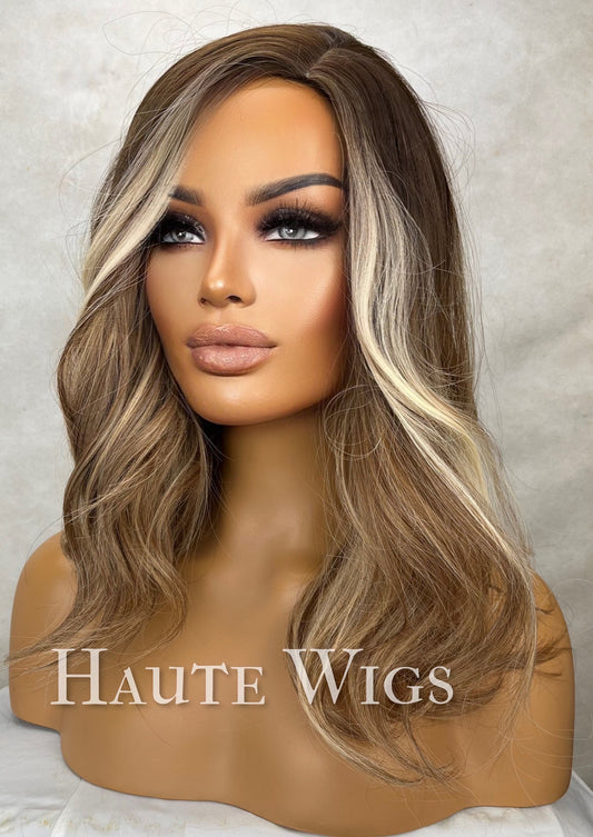 16" Brown Wig: Medium Length, No Lace Front