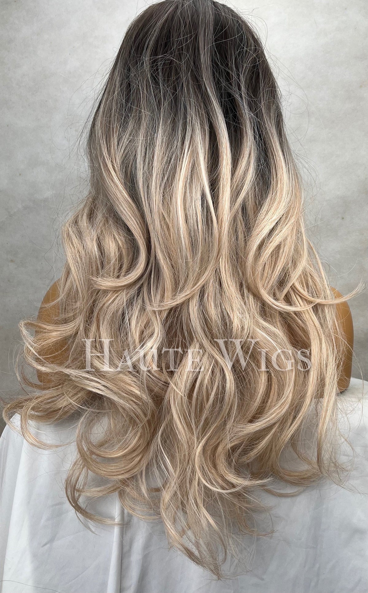 Ash Brown Blonde Balayage Wig: 26 Inch Straight Synthetic Wig