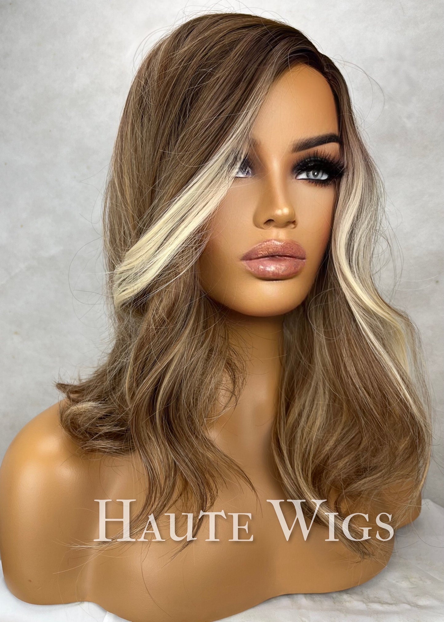 16" Brown Wig: Medium Length, No Lace Front