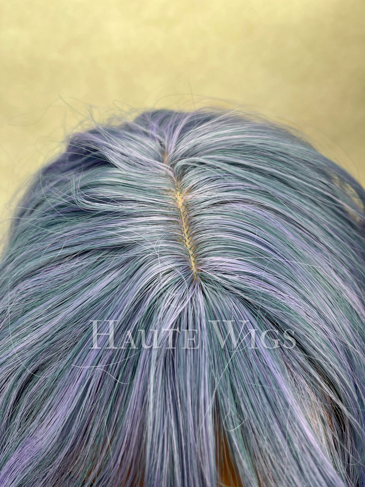 Blue Lilac Wavy Wig with Bangs: Heat Resistant Synthetic Hair