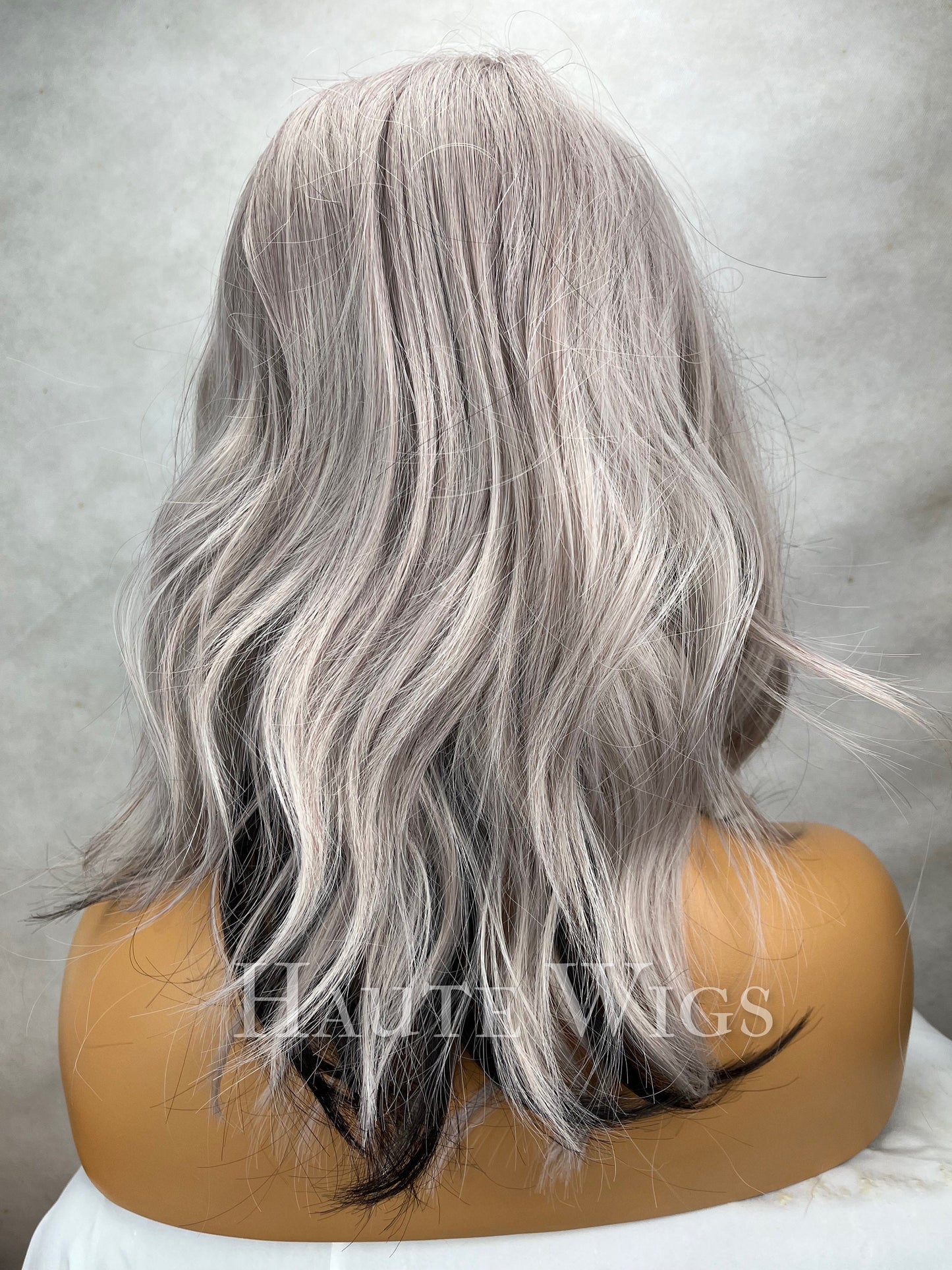 Corpse Bride Wig: Black & Platinum Silver Wavy Wig with Bangs