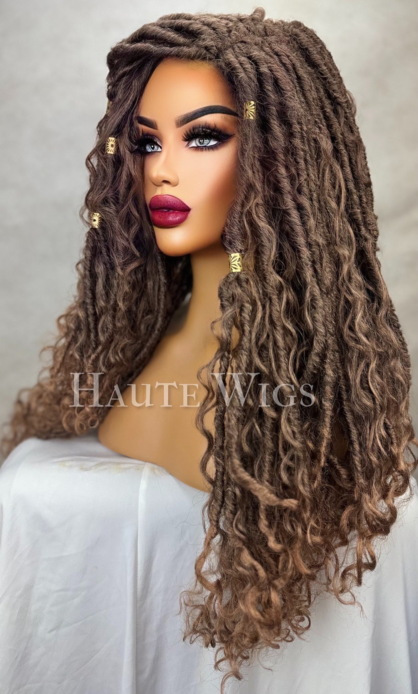 Redemption Wig - Dark Brown Locs 26 Inch Dreadlock Dreads Wig lace Front Baby Hair Human Hair Blends HD Lace Womens Mens Wig Eye Catching