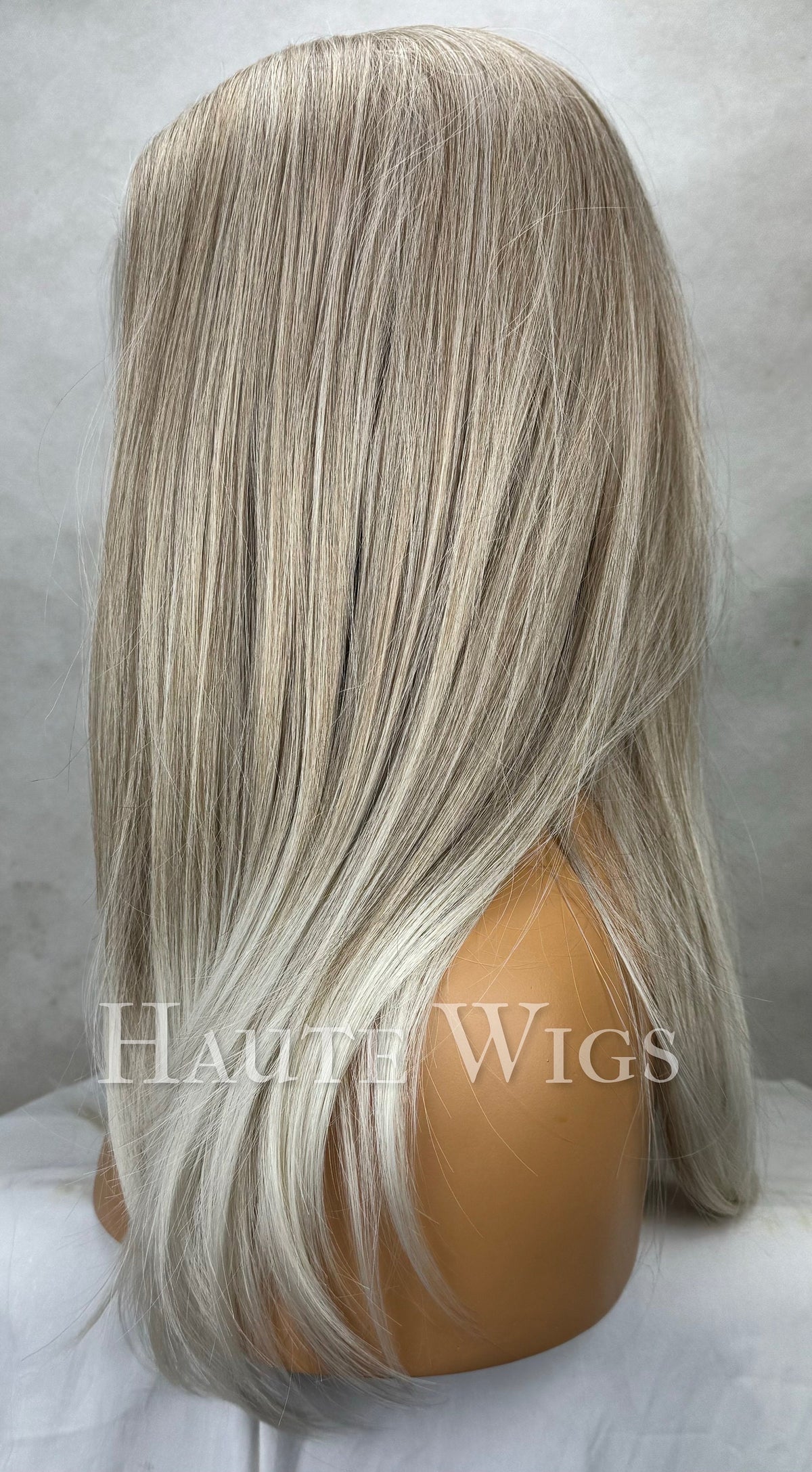 Ash Blonde Balayage Wig: 20 Inch Straight Lace Front Wig